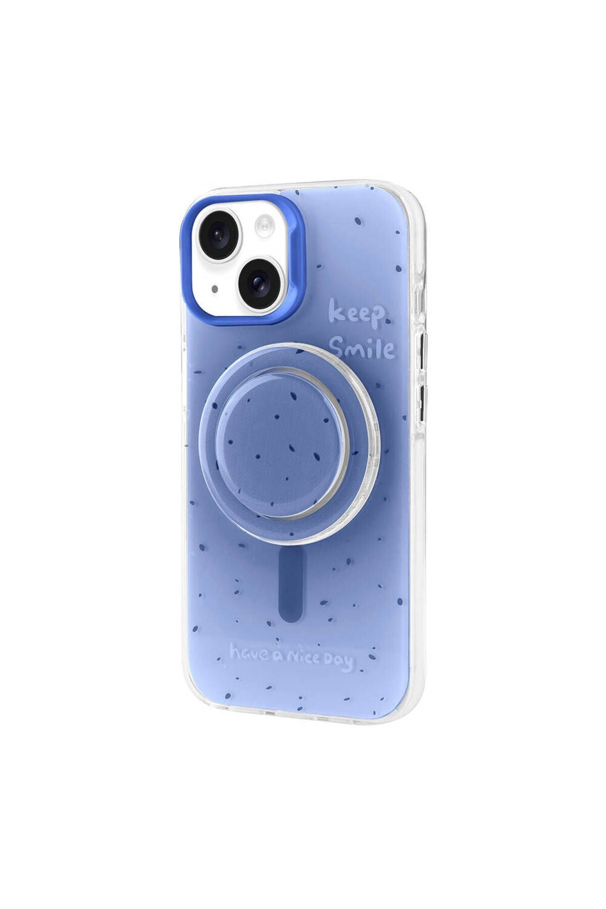 iPhone 15 Zore Magsafe Şarj Özellikli Tak-Çıkar Pop Soketli Zore Tiktok Kılıf-Mavi