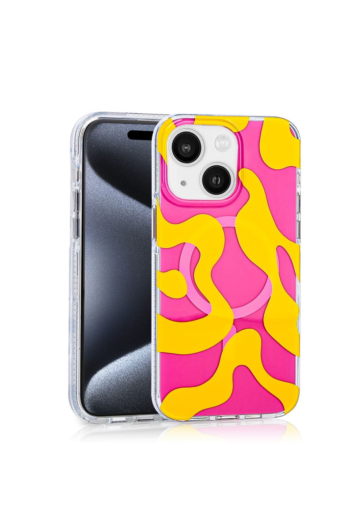 iPhone 15 Uyumlu Kılıf Magsafe Şarj Özellikli Zore Stilo Kapak-Sarı