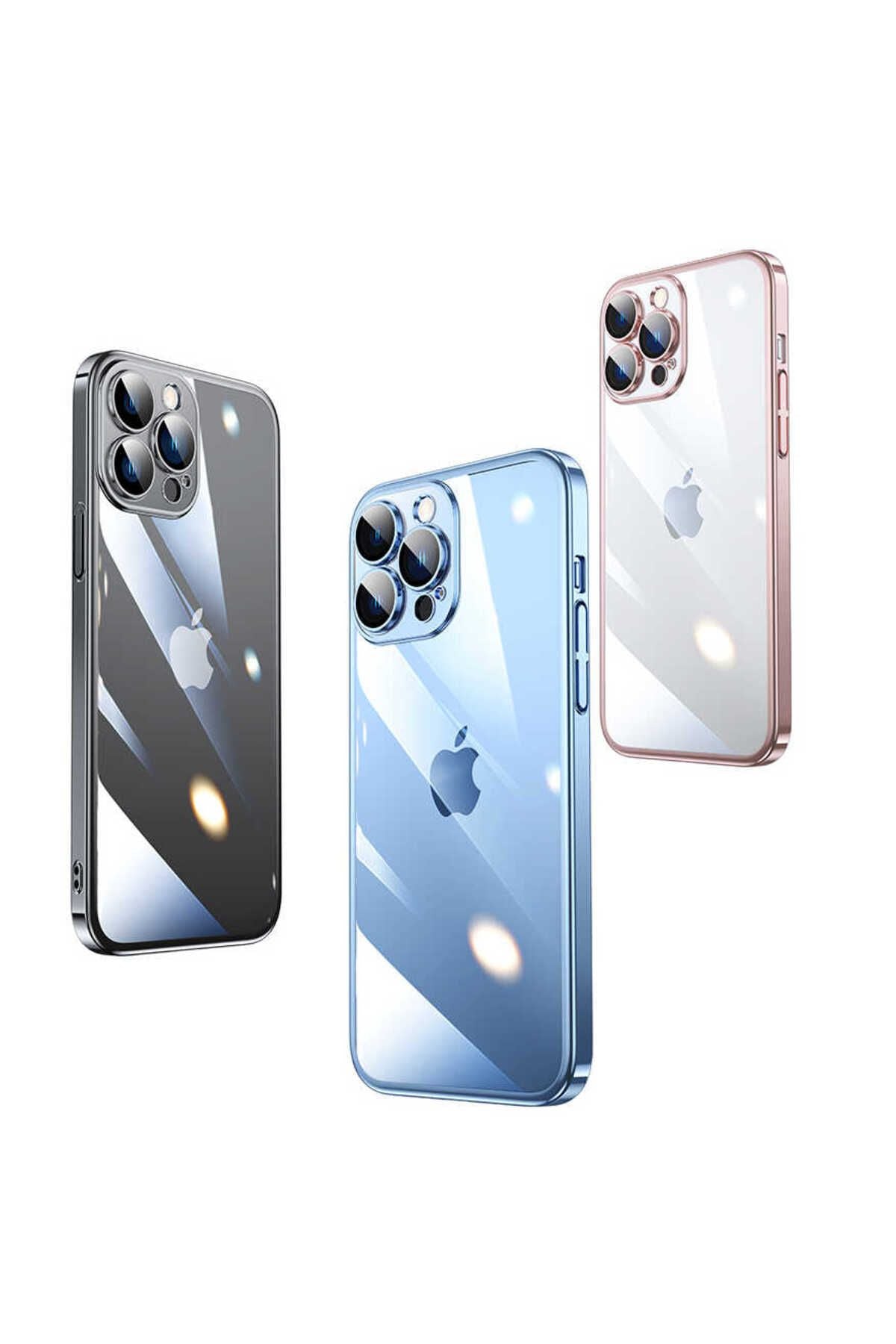 iPhone 14 Pro Uyumlu Sert PC Renkli Çerçeveli Zore Riksos Kılıf-Siyah