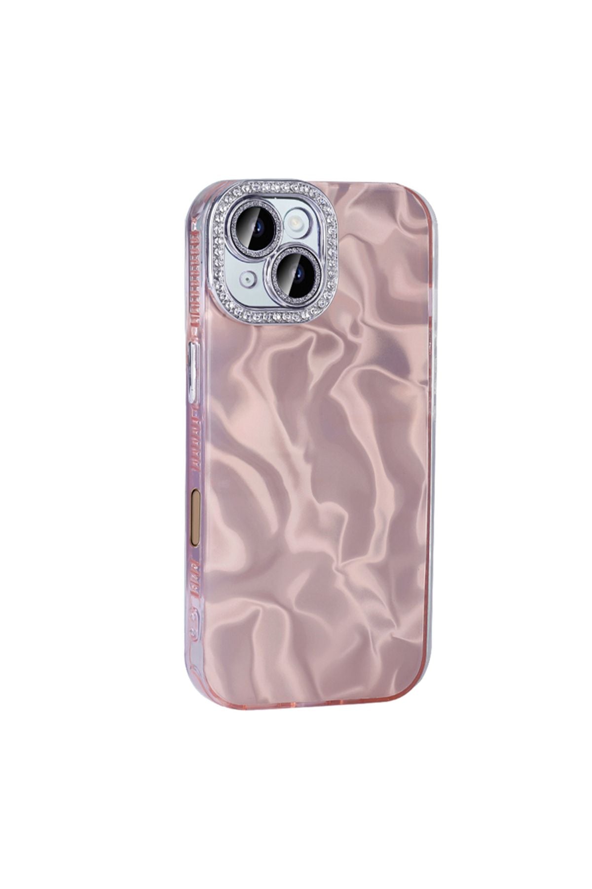 iPhone 16 Kılıf Airbagli Parlak Taş Detay Tasarımlı Uyumlu Zore Esila Kapak-Beyaz