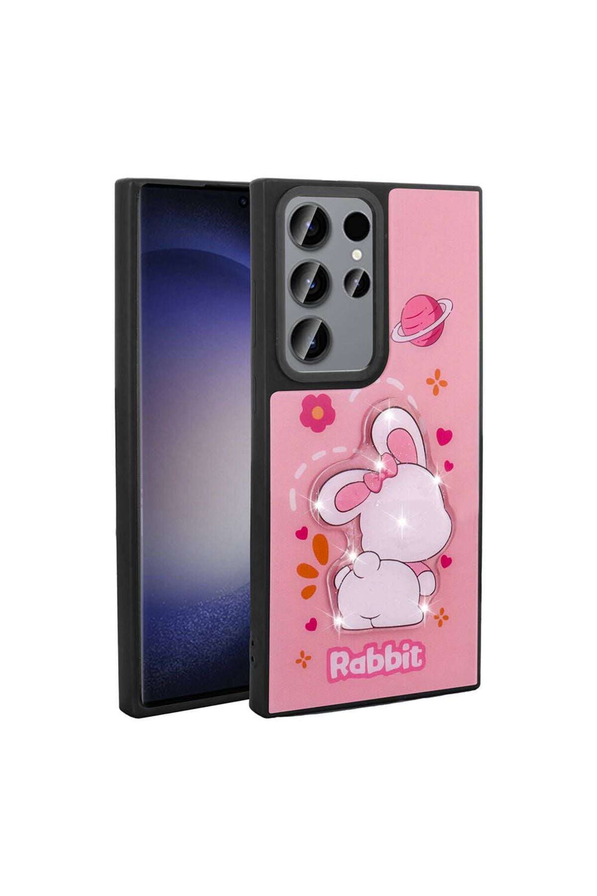 Galaxy S23 Ultra Kılıf Parlayan Kabartmalı İkonik Figürlü Zore Amas Silikon Kapak - Mor