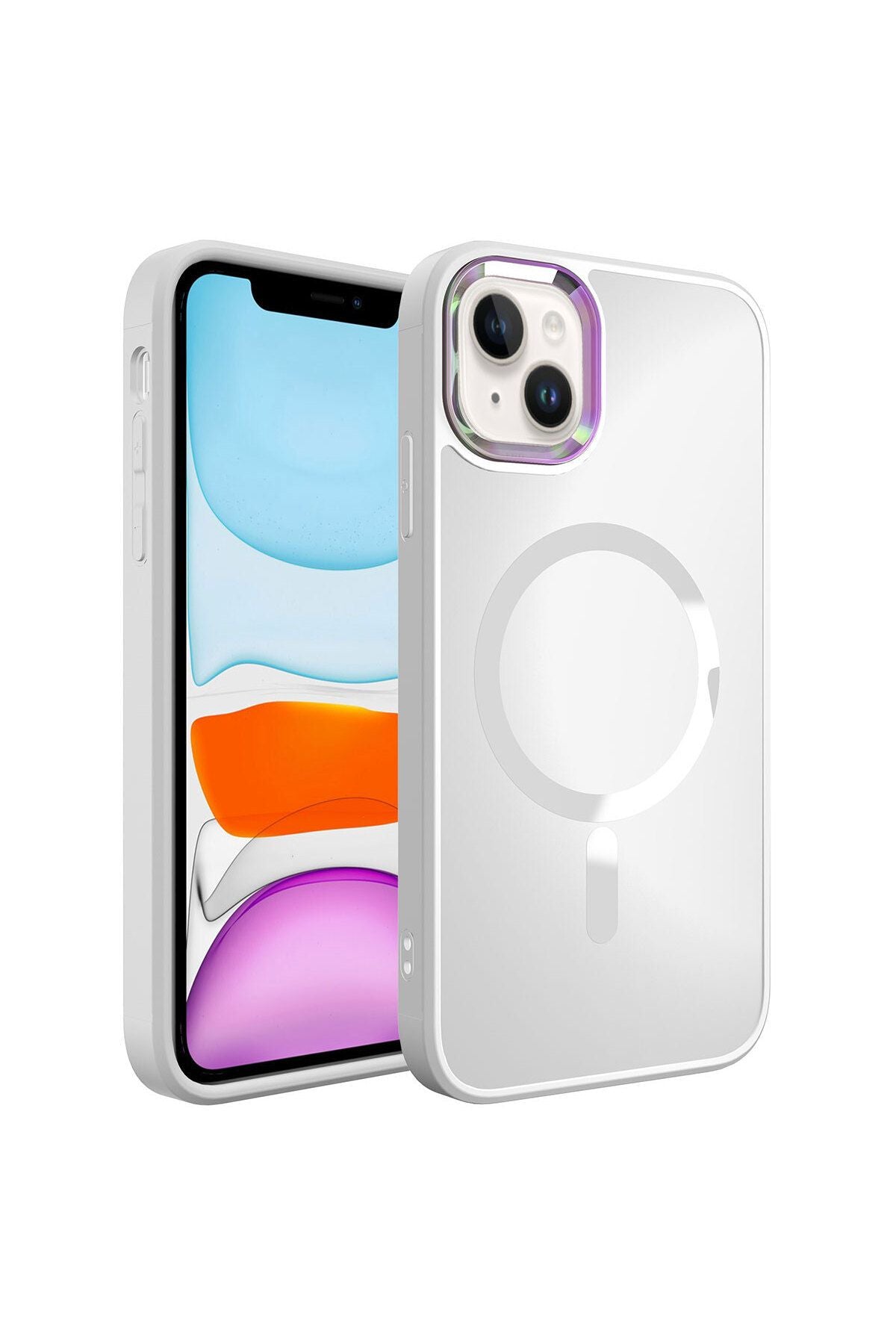 iPhone 14 Uyumlu Magsafe Wireless Şarj Özellikli Zore Stil Kılıf-Beyaz