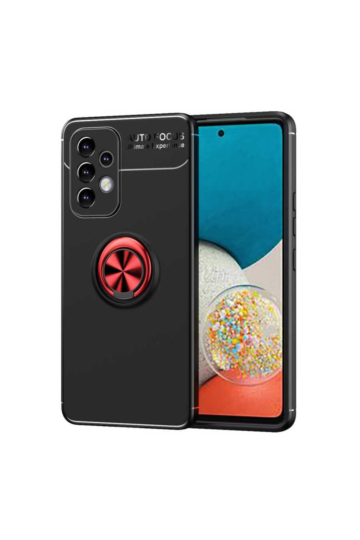 Galaxy A53 5G Kılıf Zore Ravel Silikon Kapak - Siyah-Kırmızı