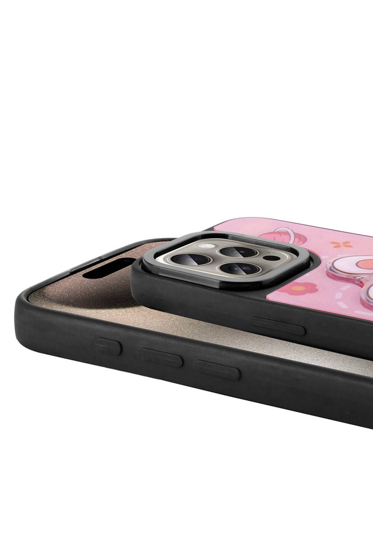 iPhone 15 Pro Kılıf Parlayan Kabartmalı İkonik Figürlü Zore Amas Silikon Kapak - Beyaz