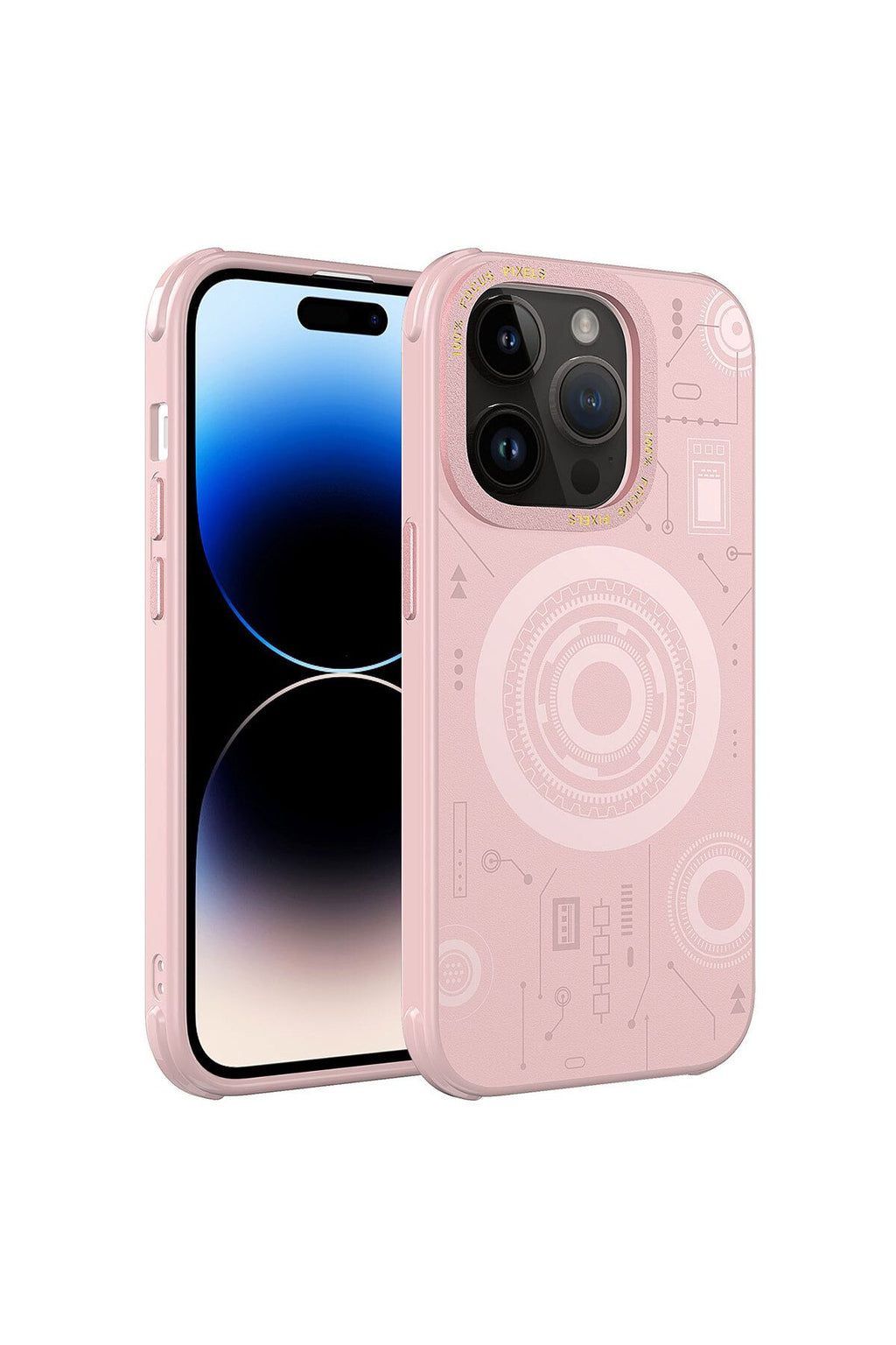 iPhone 14 Pro Max Uyumlu ZYL Wireless Şarj Özellikli Desenli Hot Kılıf-Rose Gold