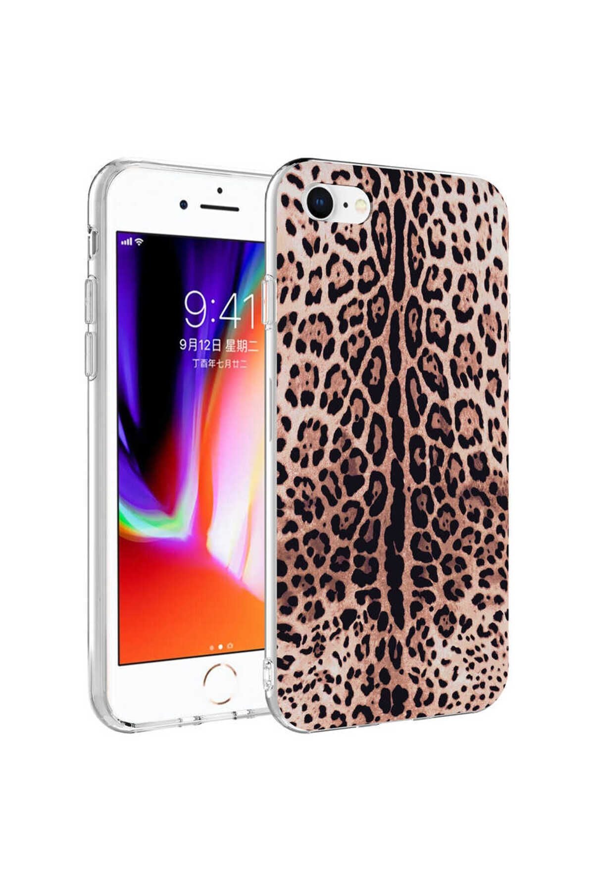 iPhone SE 2022 Uyumlu Zore Bella Kılıf-Leopar