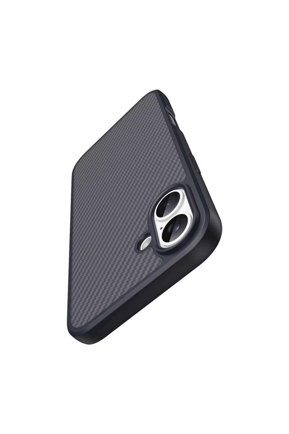 iPhone 16 Plus Uyumlu Magsafe Şarj Özellikli Karbon Fiber Tasarımlı Zore Elnino Kapak