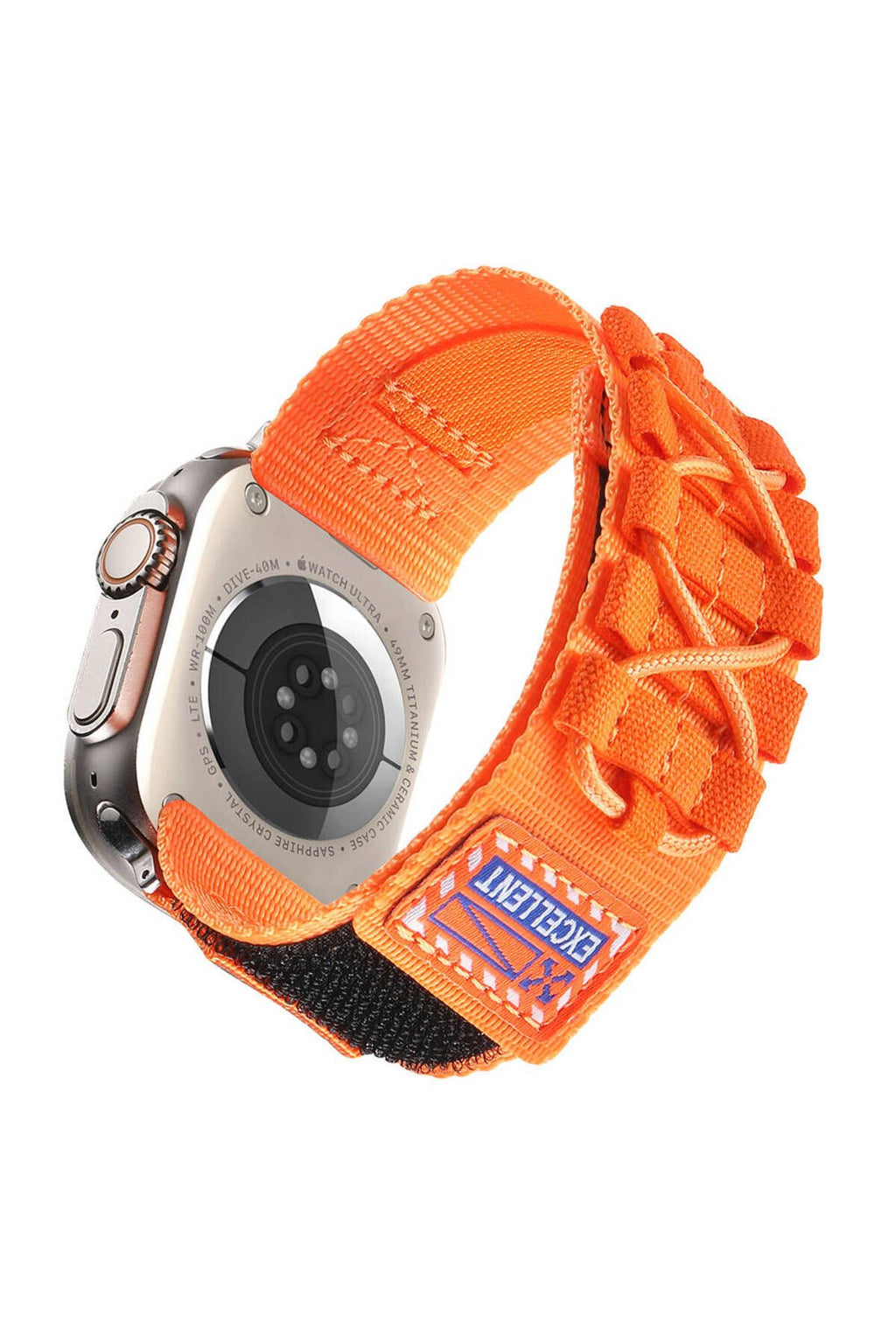 Apple Watch 7 45mm Zore KRD-112 Orbital Örgülü Halat Tasarımlı Naylon Kumaş Hasır Kordon-Turuncu