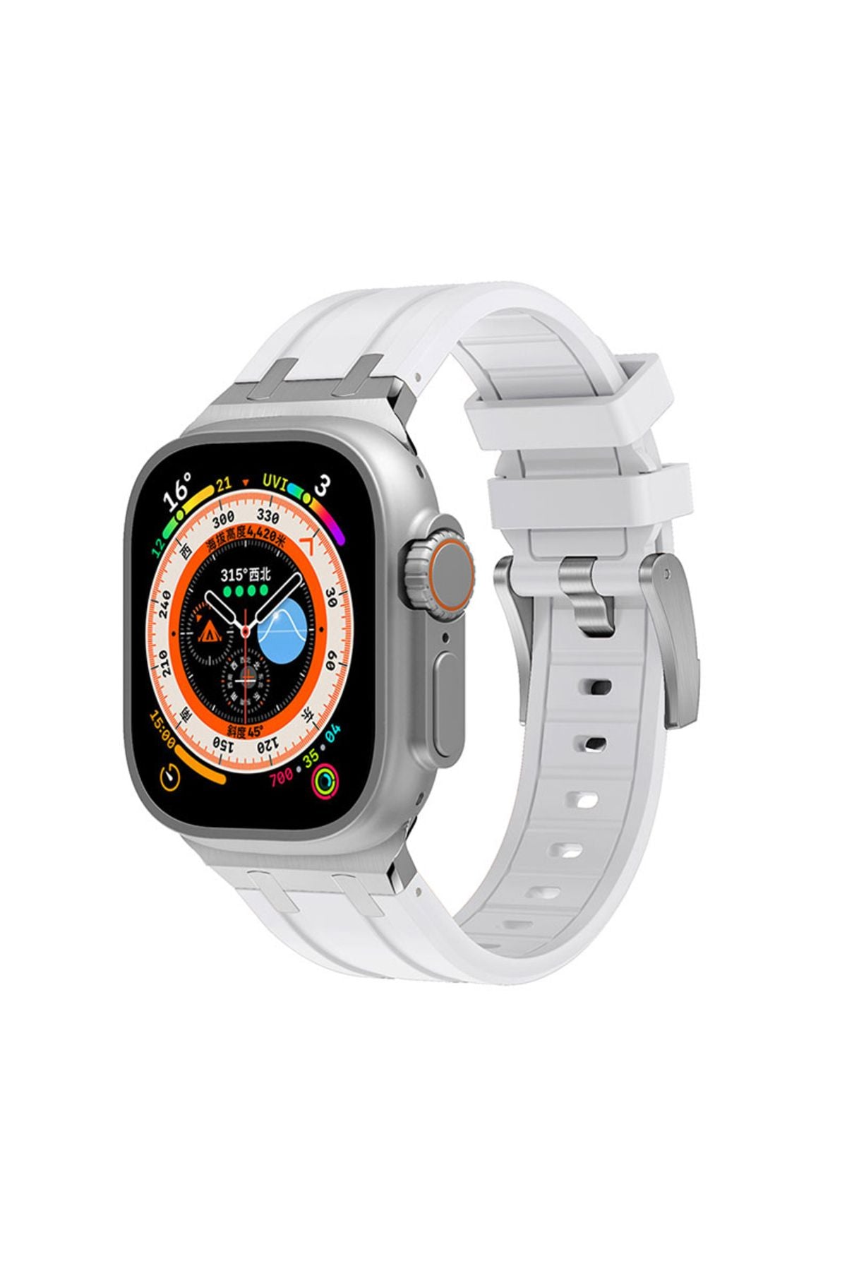 Watch Ultra 49mm Uyumlu KRD-89 Uyumlu Zore Kordon-Beyaz
