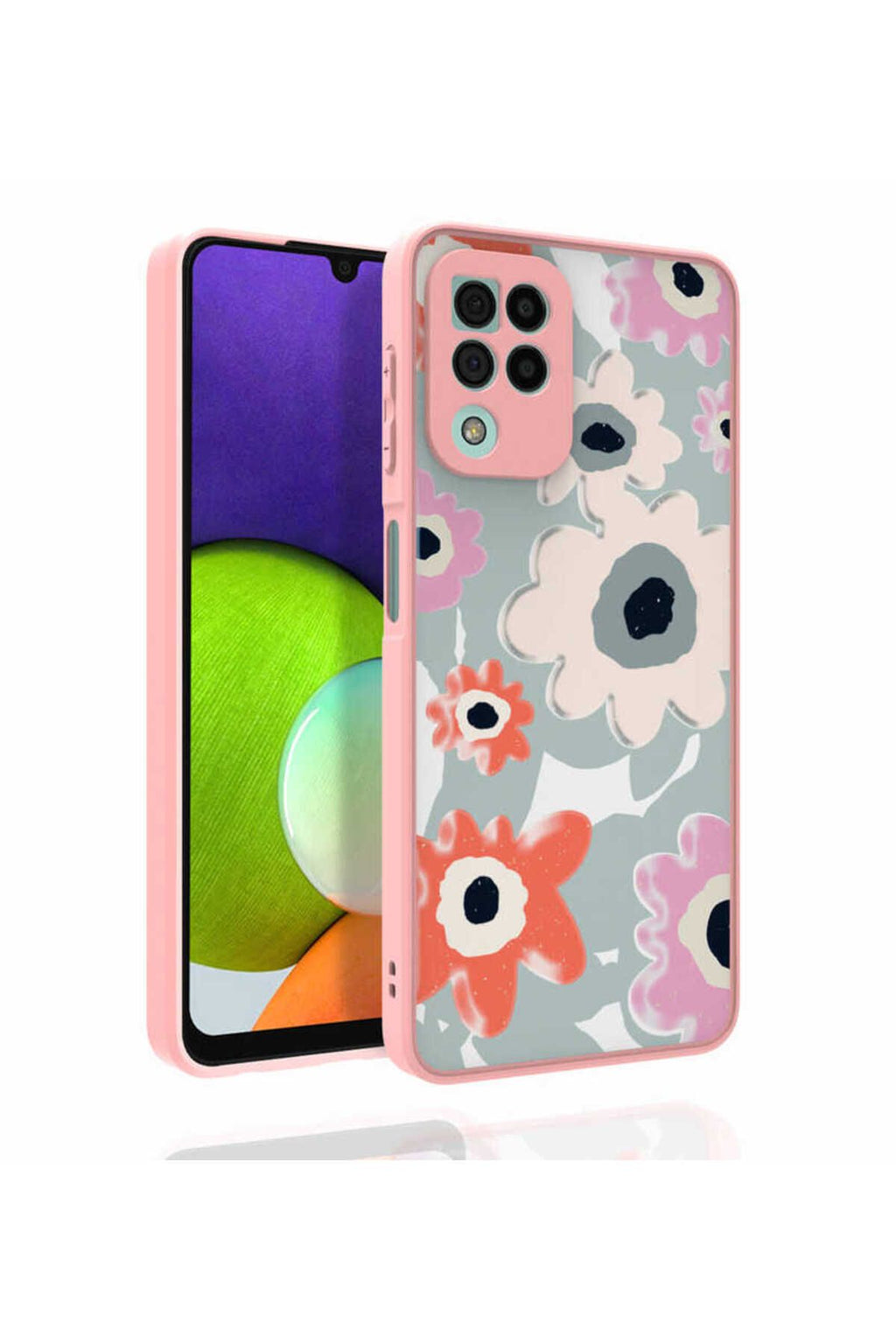 Galaxy A22 4G Kılıf Desenli Kamera Korumalı Parlak Zore Nora Kapak - NO5