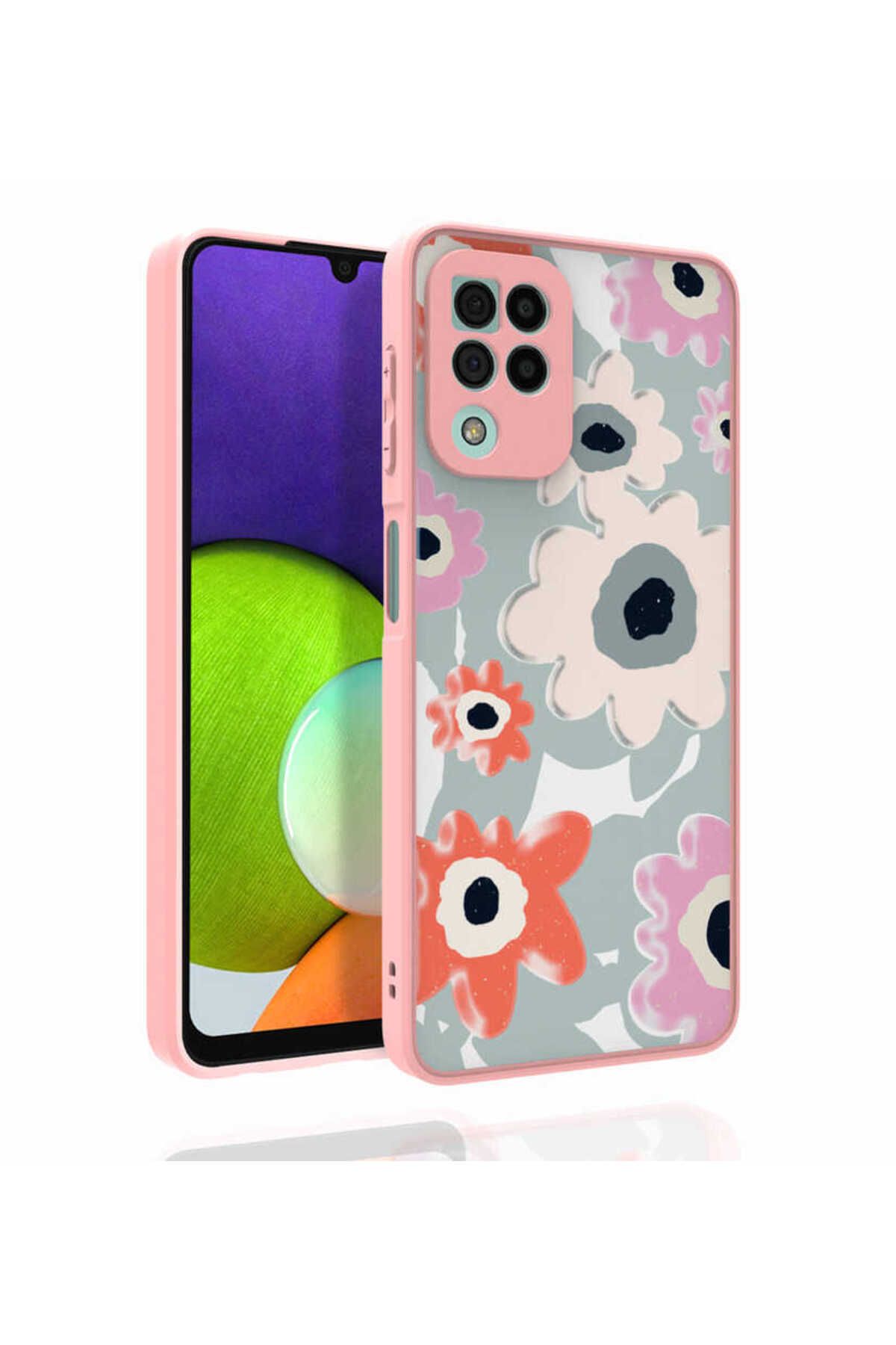 Galaxy A22 4G Kılıf Desenli Kamera Korumalı Parlak Zore Nora Kapak - NO5