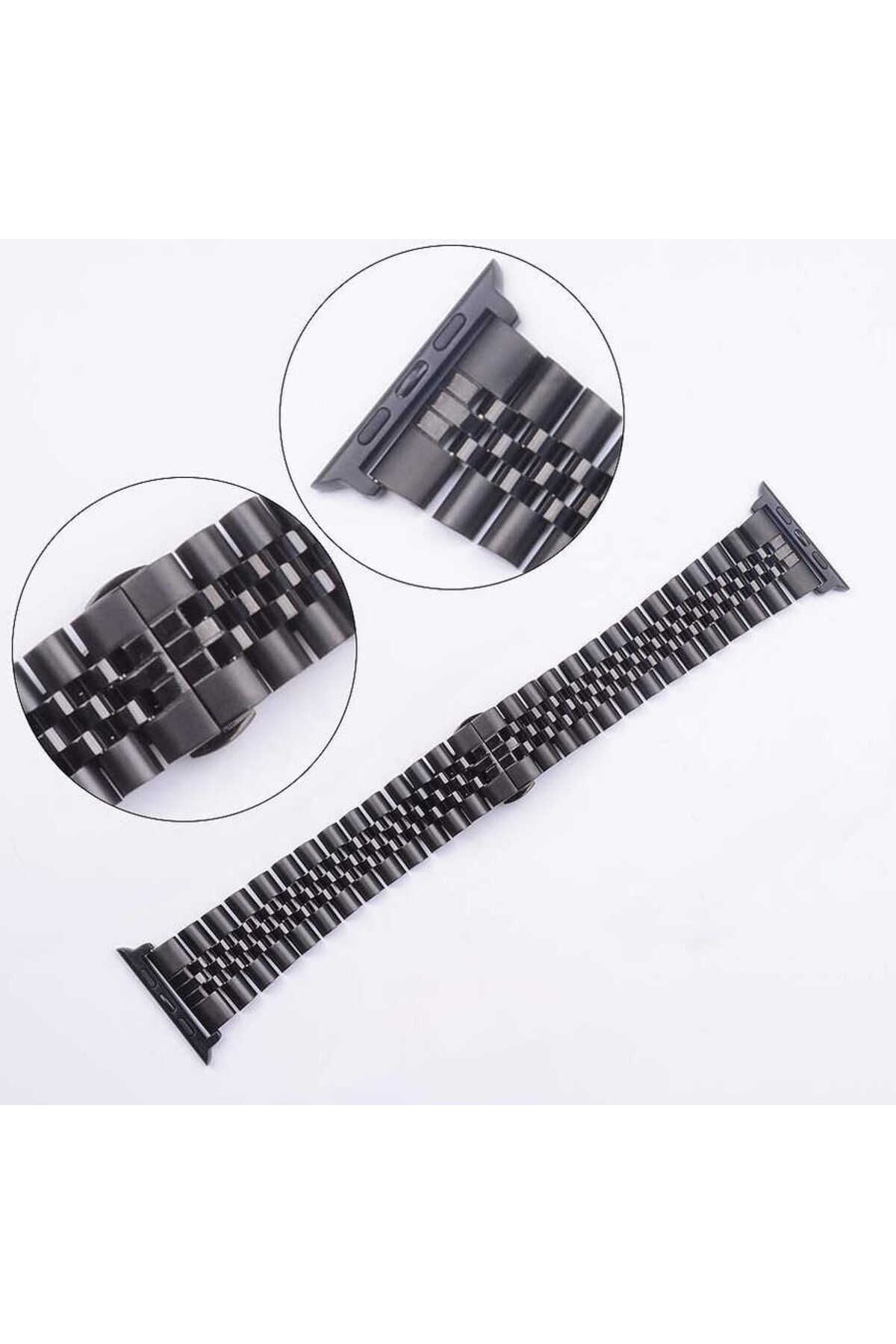 Watch 42mm Uyumlu KRD-36 Metal Zore Kordon-Gümüş-Siyah