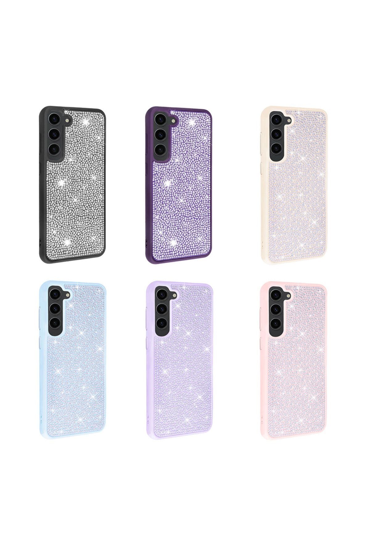 Galaxy S23 Uyumlu Parlak Taşlı Tasarım Zore Ston Kılıf-Pembe