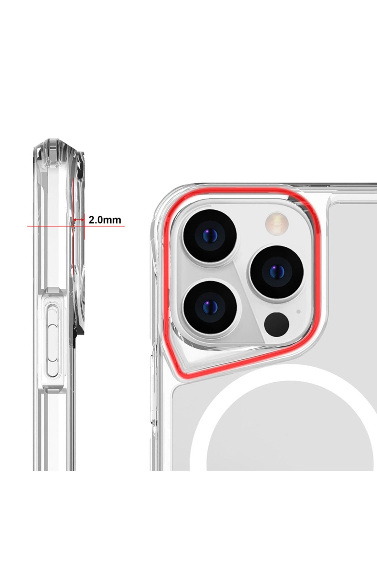 iPhone 15 Pro Max Uyumlu Zore Magsafe Şarj Özellikli T-Max Magsafe Kılıf-Renksiz