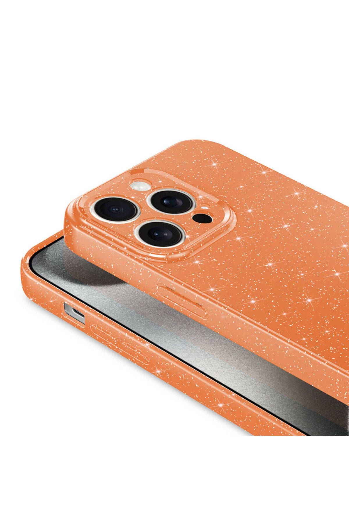 iPhone 15 Pro Uyumlu Kamera Korumalı Simli Lüks Zore Koton Kılıf-Pembe Koyu