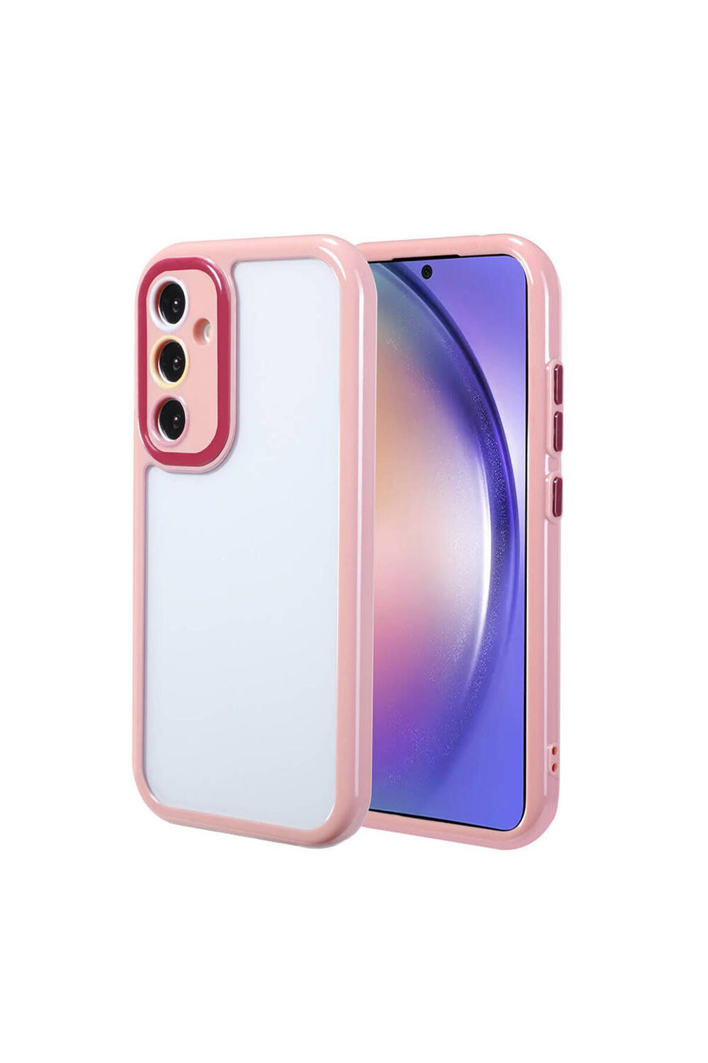 Galaxy A54 Kılıf Kamera Korumalı Renkli Kenar ve Çerçeve Tasarımlı Zore Vitamin Kapak-Mürdüm