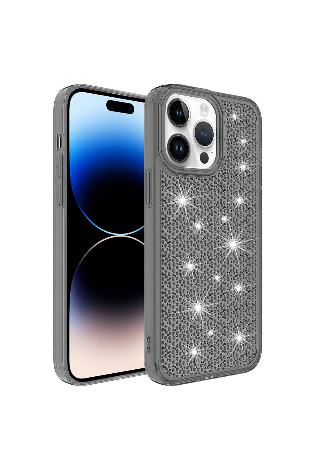 iPhone 14 Pro Uyumlu AiHTTgli Parlak Tasarımlı Zore Snow Kılıf-Siyah