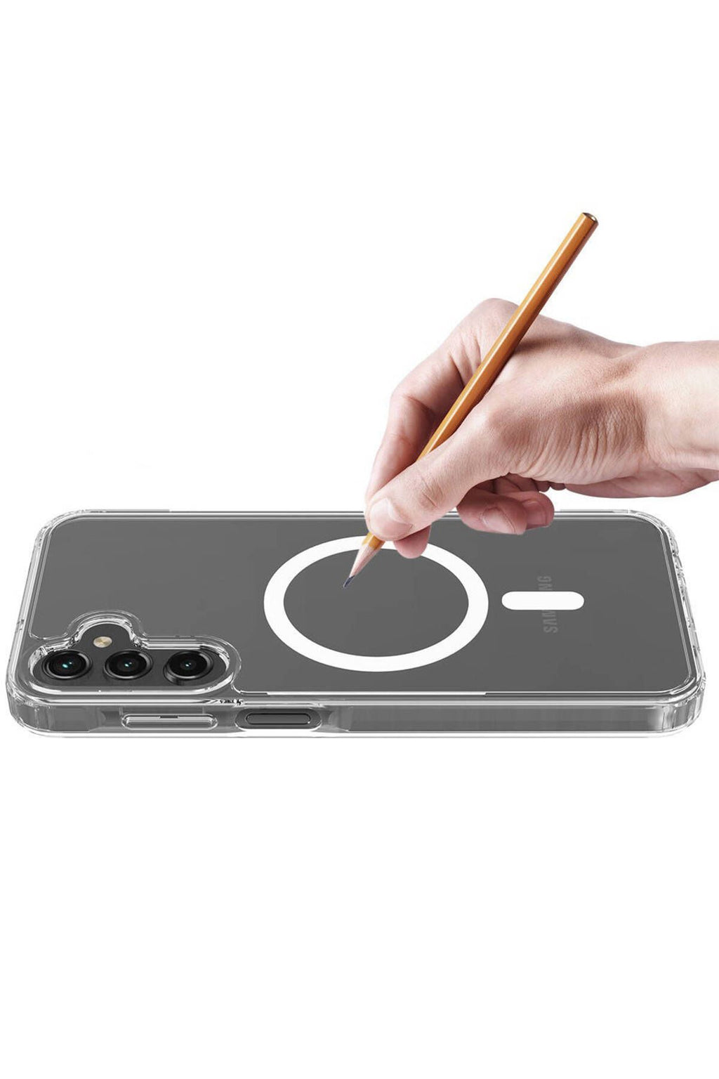 Galaxy S25 Plus Kılıf Magsafe Şarj Özellikli Şeffaf Sert PC Zore Embos Kapak - Şeffaf