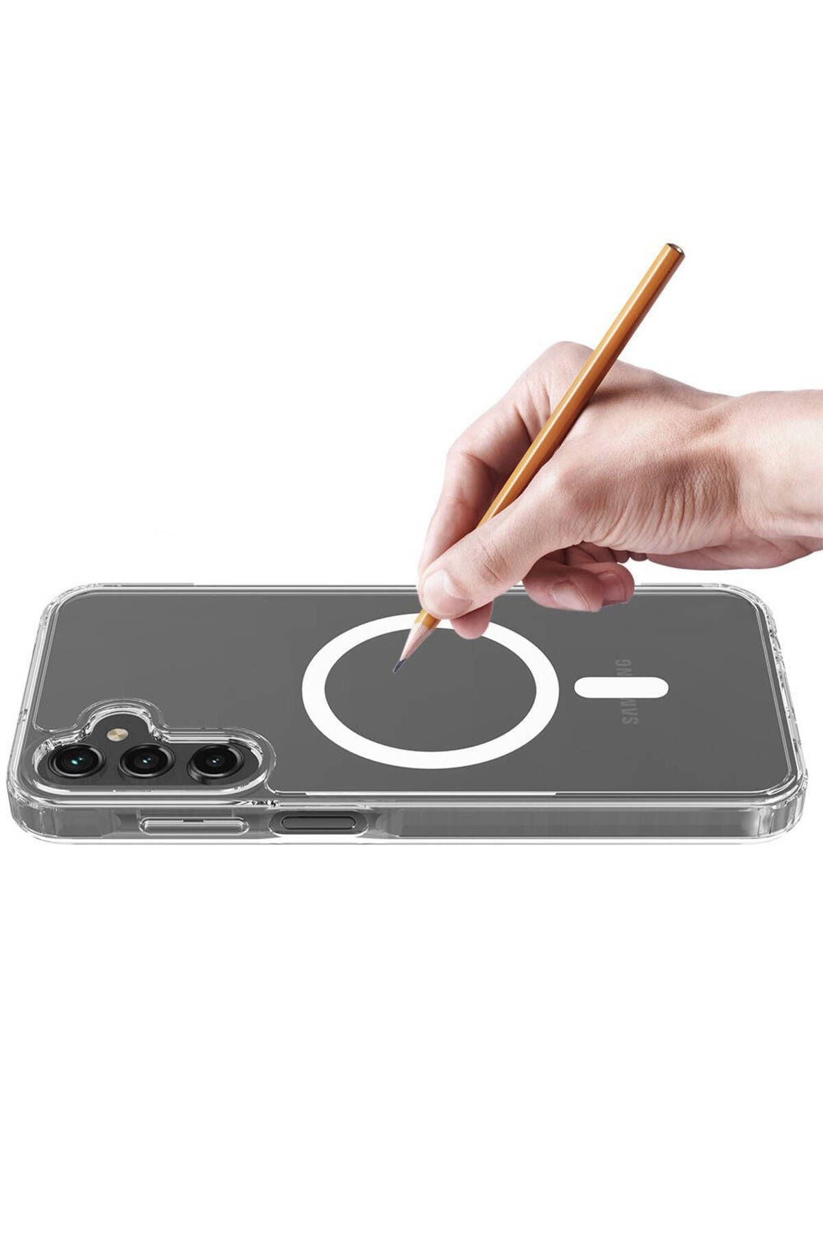 Galaxy S25 Plus Kılıf Magsafe Şarj Özellikli Şeffaf Sert PC Zore Embos Kapak - Şeffaf