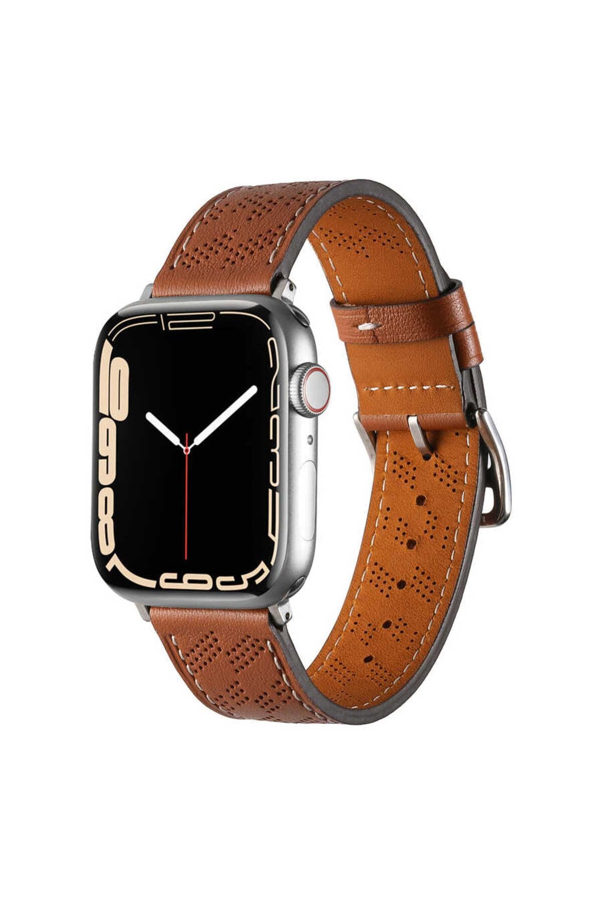 Watch Ultra 49mm Uyumlu KRD-76 PU Deri Kordon Strap Kayış CLO- Koyu Yeşil