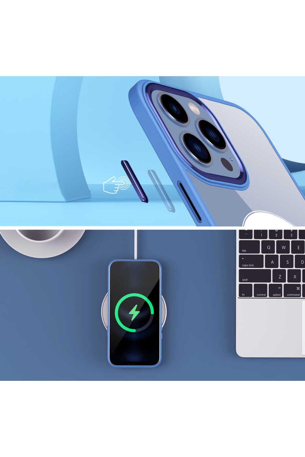 iPhone 14 Uyumlu Wireless Şarj Özellikli CSM Zore Krom Magsafe Silikon Kılıf-Yeşil