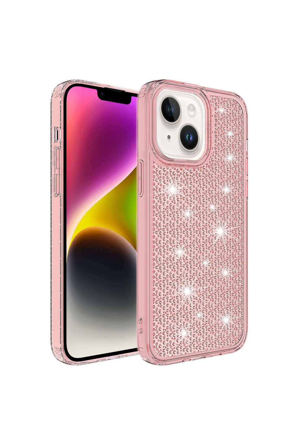 iPhone 14 Uyumlu AiHTTgli Parlak Tasarımlı Zore Snow Kılıf-Pembe