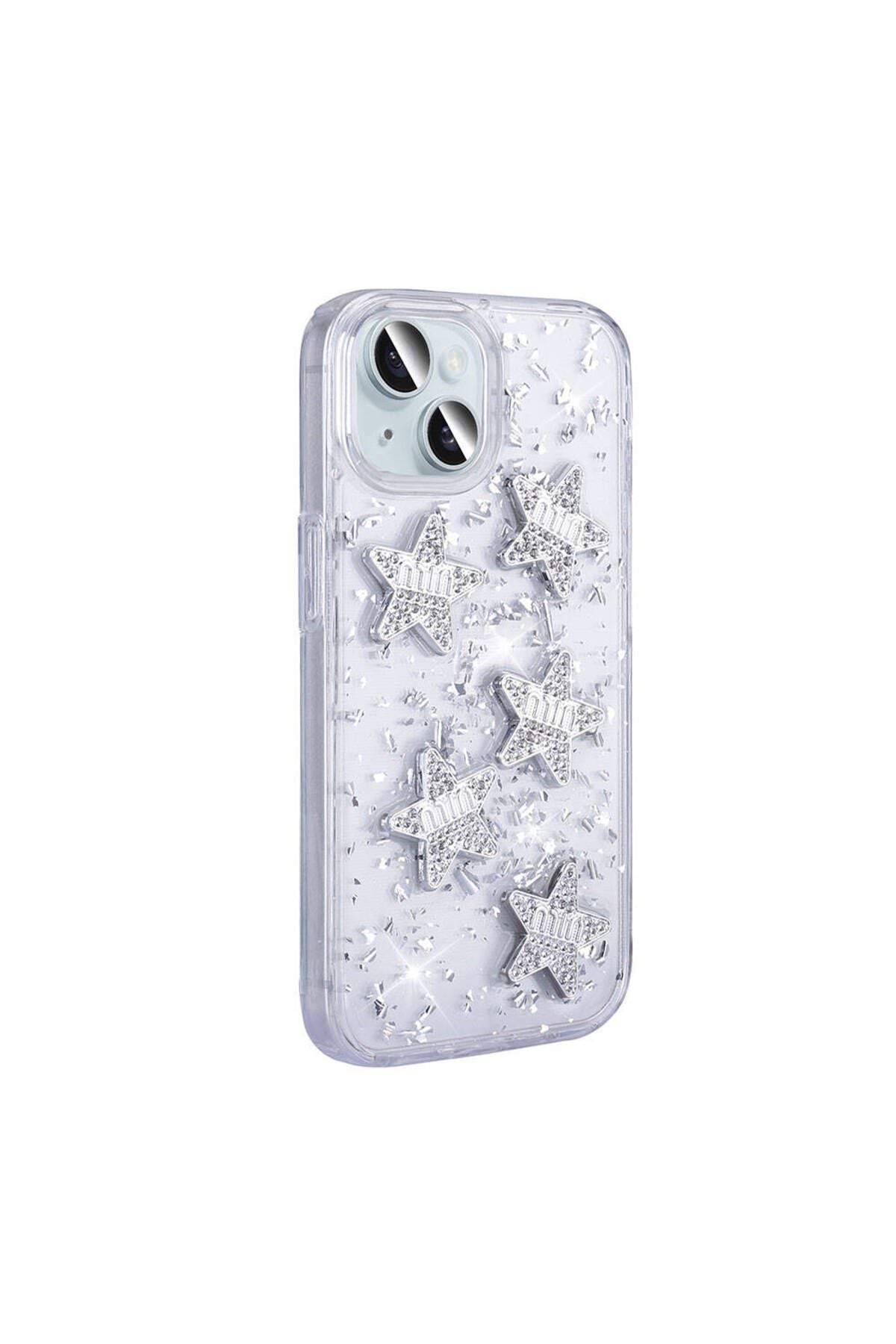 iPhone 15 Uyumlu NTW Kılıf Airbagli Simli Arka Yüzey Zore Işıltı Silikon Kapak-Lila