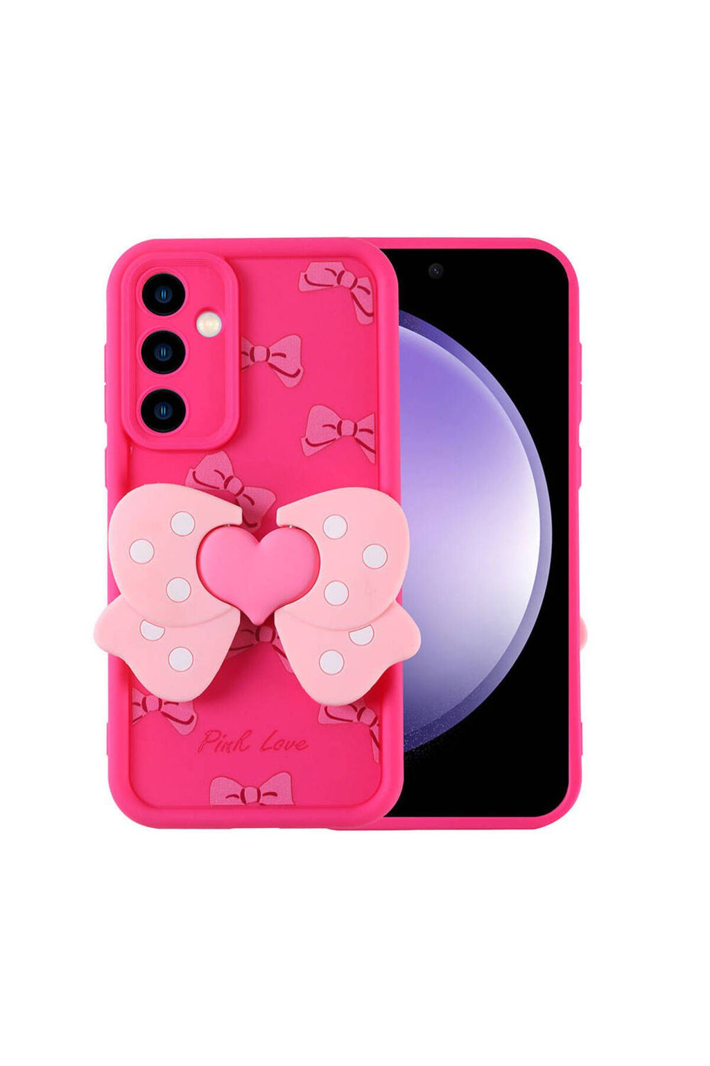 Galaxy S23 FE Kılıf Kamera Korumalı Figür Tasarımlı Zore Kapya Kapak-Pembe Koyu