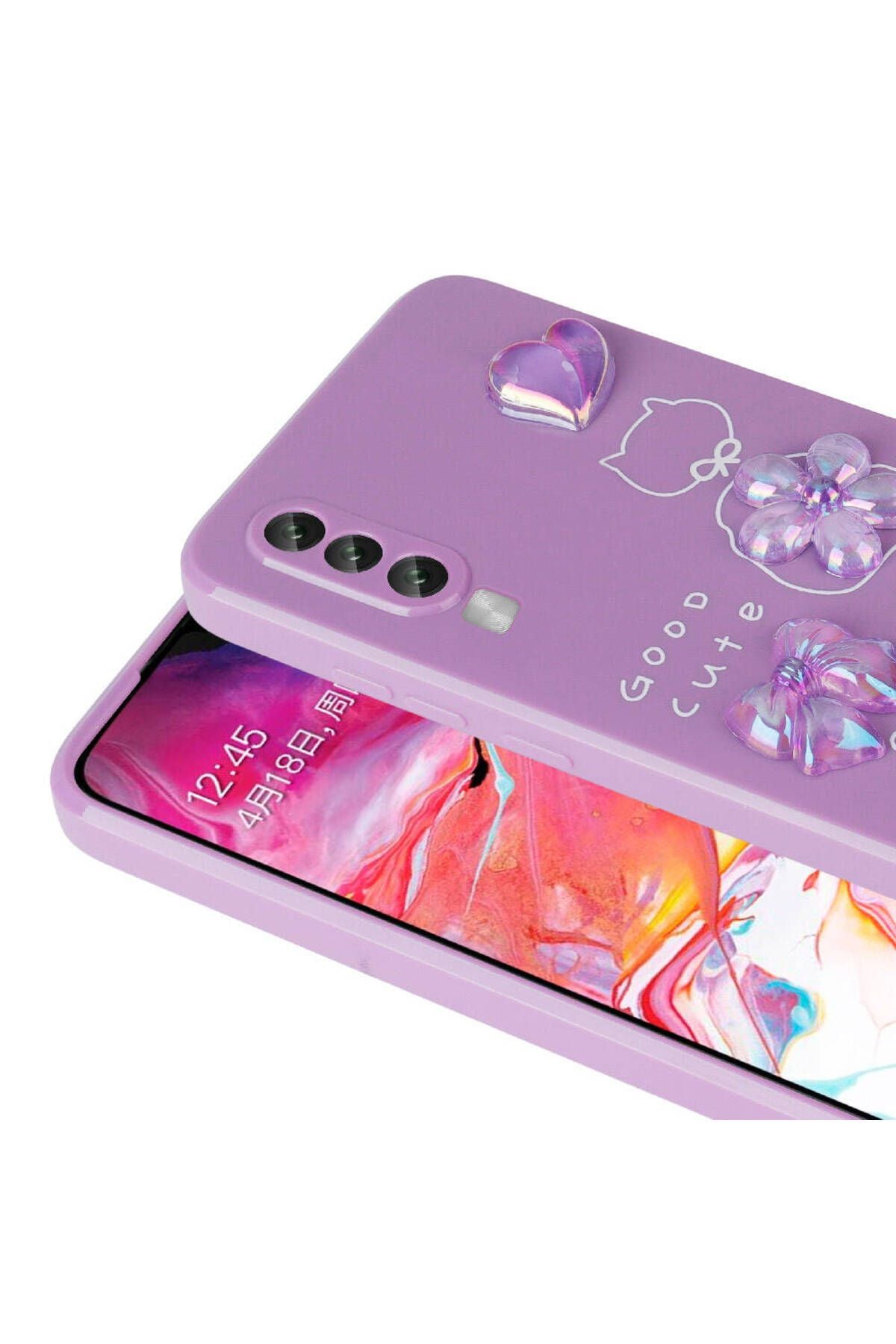 Galaxy A50 Kılıf Kabartma Figürlü Parlak Zore Toys Silikon Kapak - Açık Yeşil