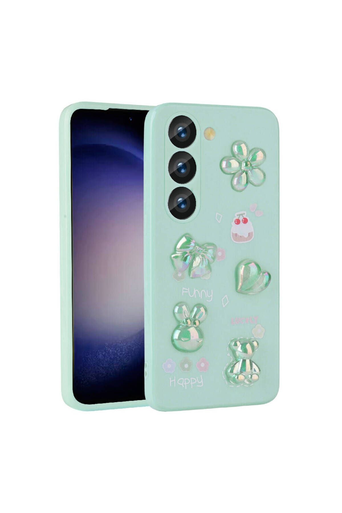 Galaxy A54 Kılıf Kabartma Figürlü Parlak Zore Toys Silikon Kapak - Pembe