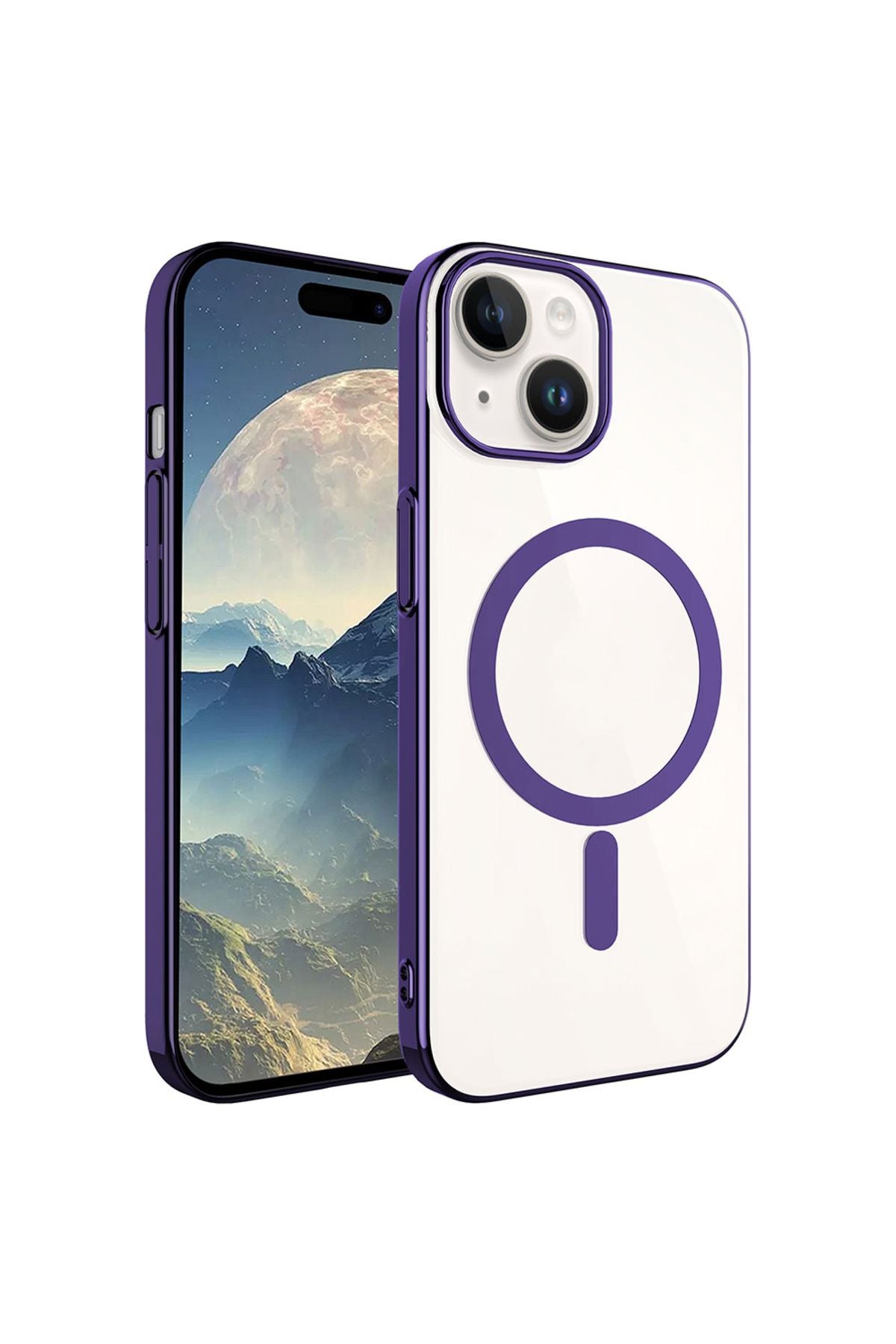 iPhone 15 Plus Uyumlu Zore Wireless Şarj Özellikli Pixel Magsafe Kılıf-Derin Mor