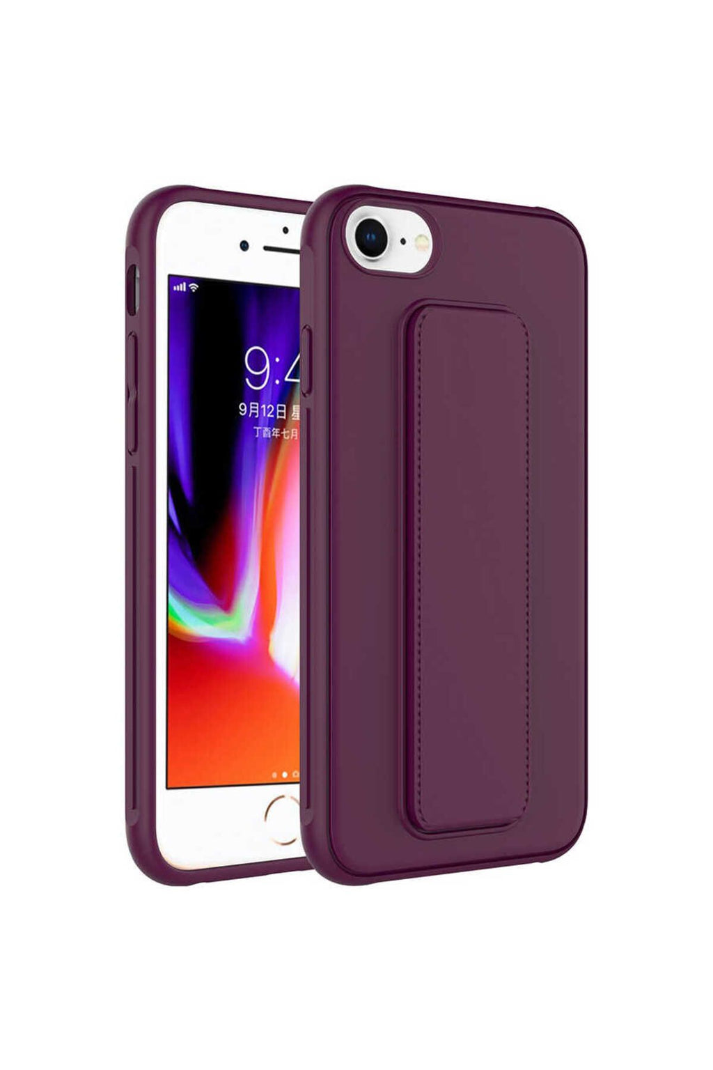 iPhone SE 2020 Kılıf Zore Qstand Kapak - Mürdüm