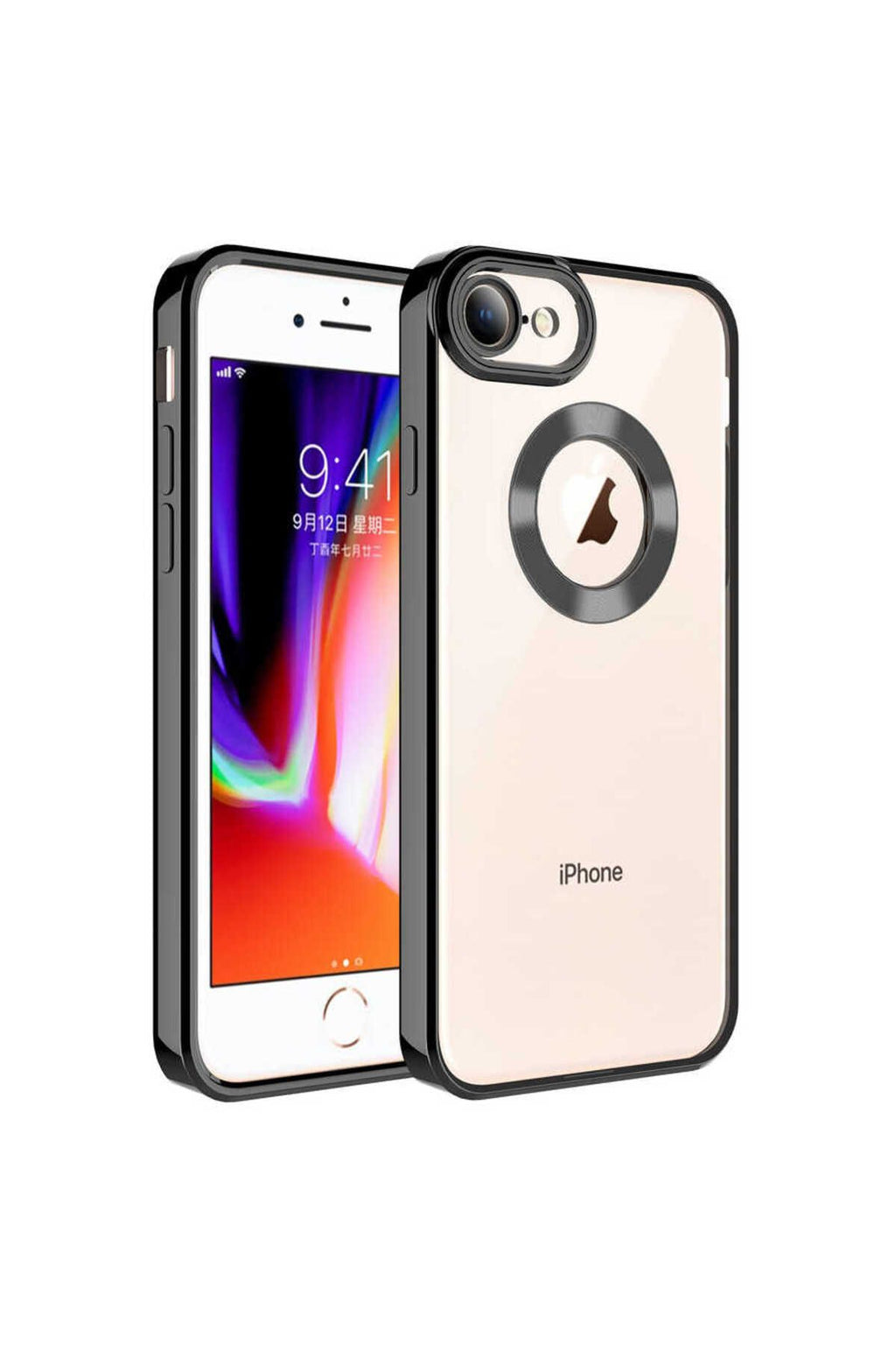 iPhone 8 Kılıf Kamera Korumalı Logo Gösteren Zore Omega Kapak - Siyah