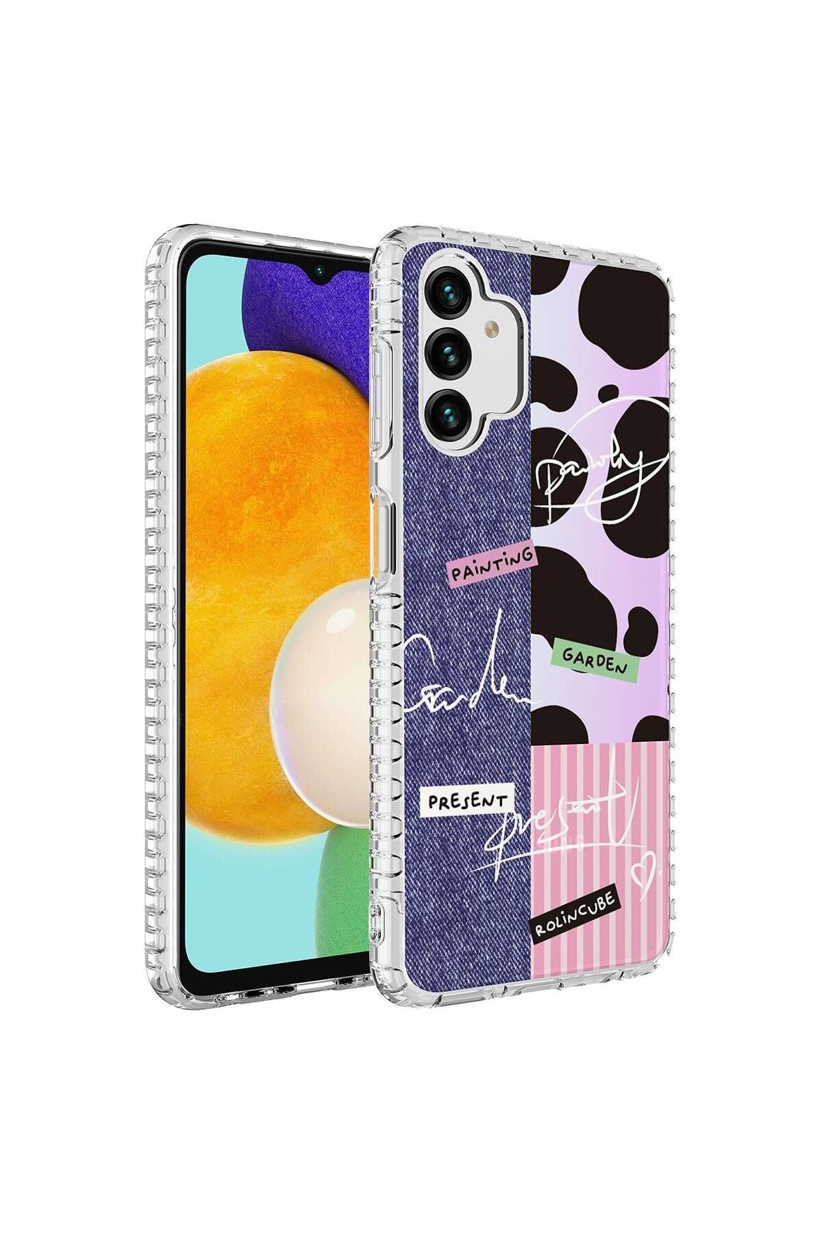 Galaxy A04S Kılıf Airbag Kenarlı Renkli Desenli Silikon GLLP Elegans Kapak - NO3