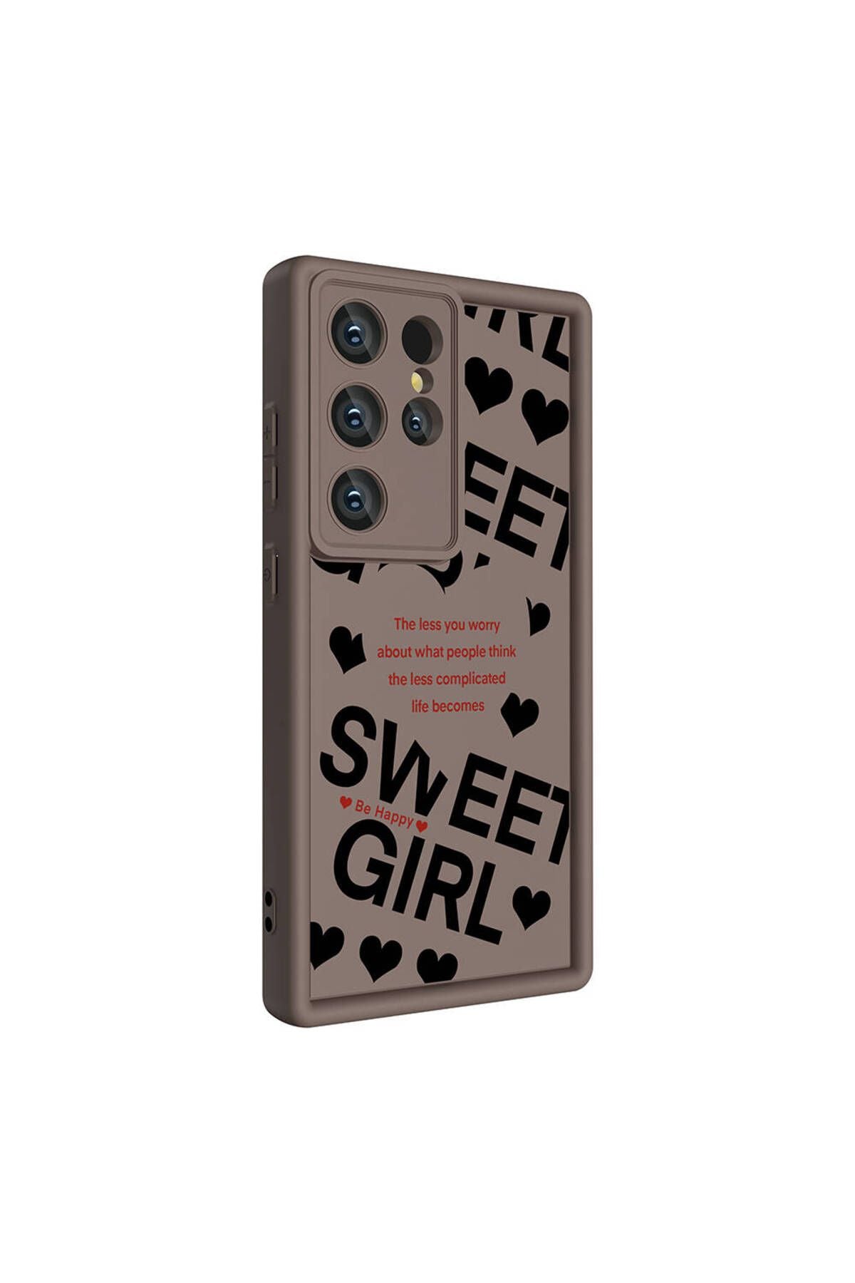 Galaxy S23 Ultra Kılıf Kamera Korumalı Baskılı Arka Yüzey Zore Klas Kapak - Açık Kahve