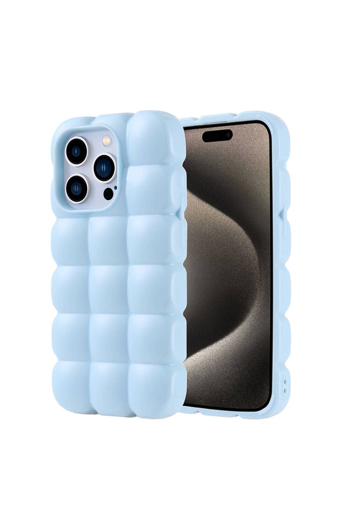 iPhone 15 Pro Kılıf Parlak Esnek Silikon Zore Dom Dom Kapak - Mavi