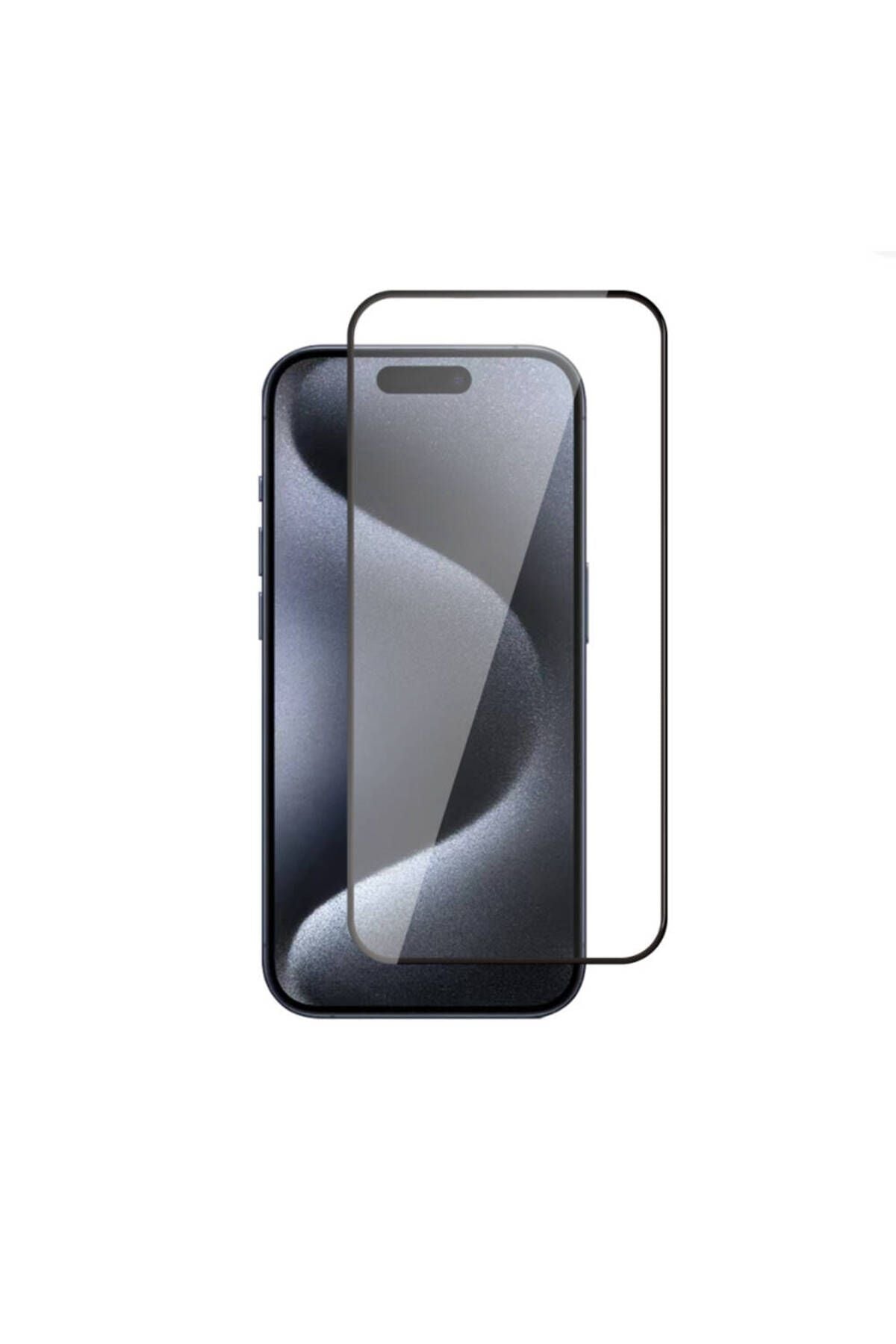 iPhone 15 Uyumlu 3D Rika THTTerli Cam Ekran Koruyucu-Siyah