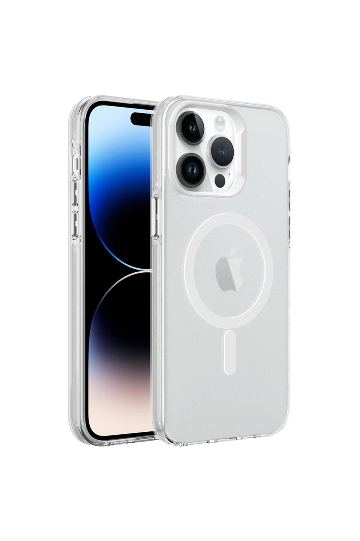 iPhone 14 Pro Uyumlu Zore Magsafe Şarj Özellikli Buzlu Transparan C-Pro Sert Kılıf-Renksiz