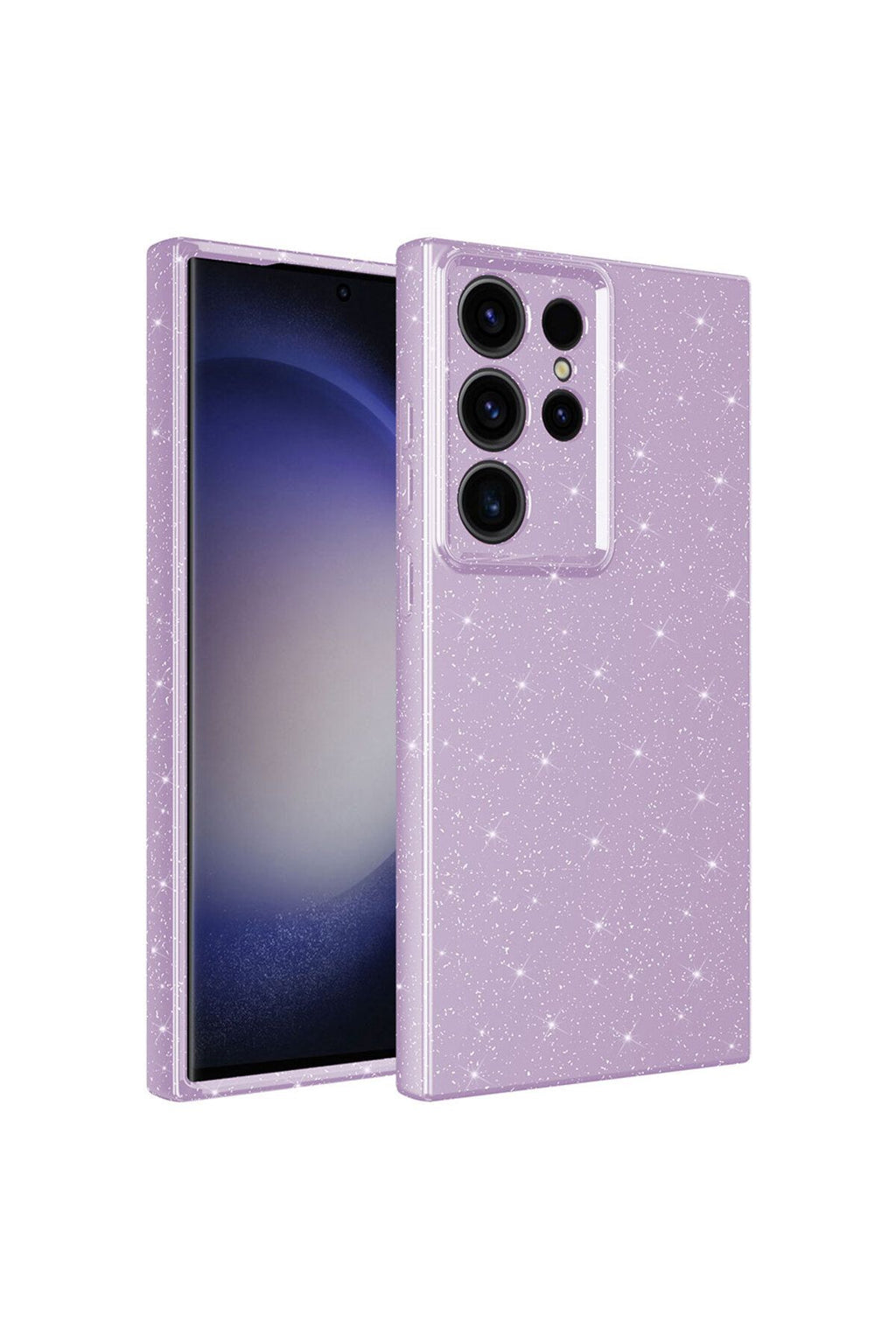 Galaxy S23 Ultra Uyumlu Kamera Korumalı Simli Lüks Zore Koton Kılıf-Lila