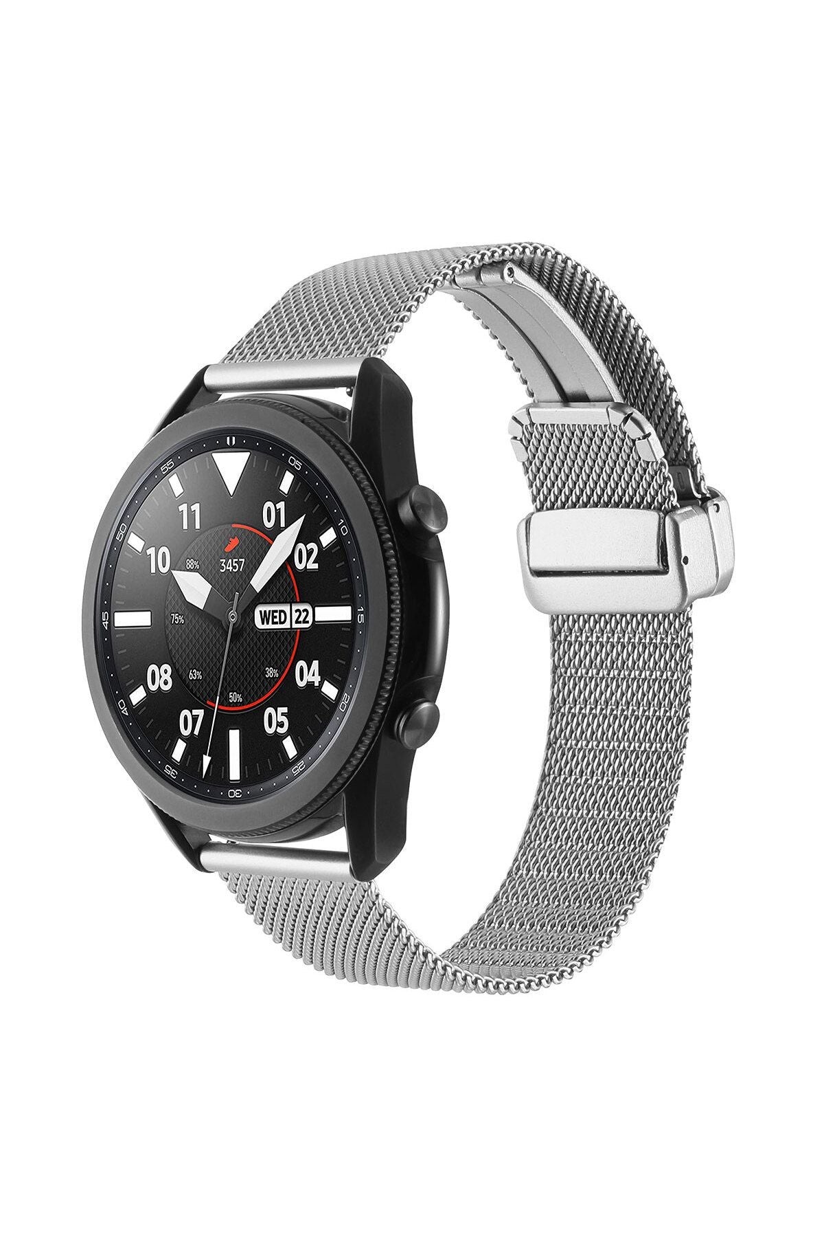Galaxy Watch 46mm Uyumlu KRD-85 22mm Metal Zore Kordon-Gümüş