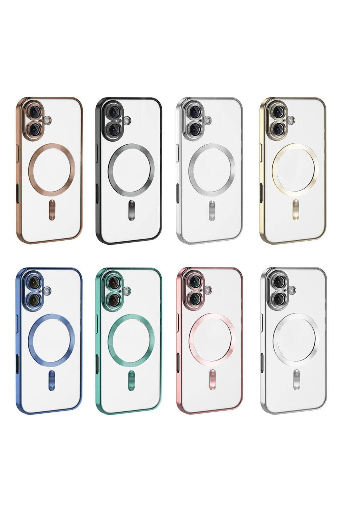 iPhone 16 Plus Kılıf Kamera Korumalı Magsafe Wireless Şarj Özellikli Zore Demre Kapak - Rose Gold