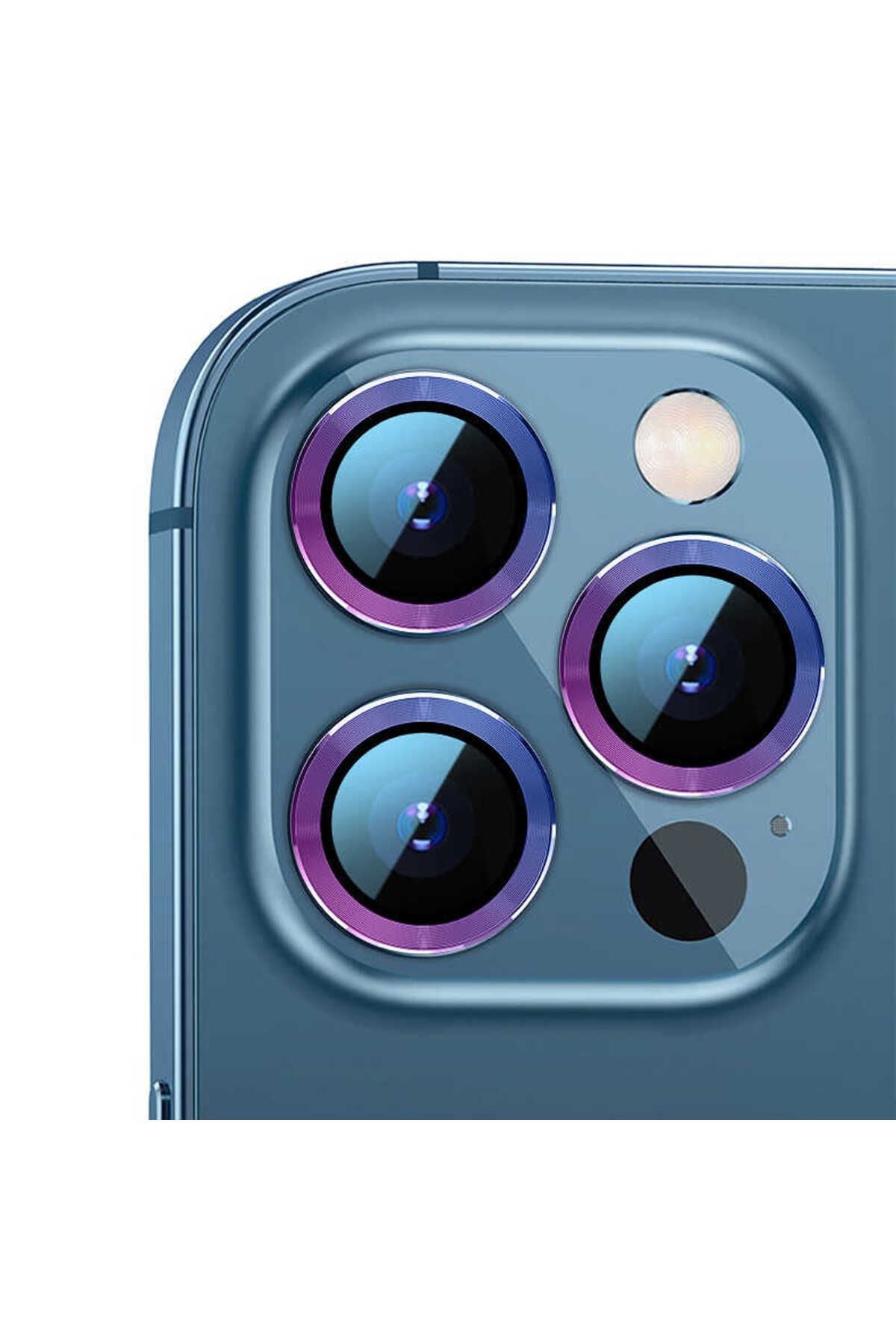 iPhone 12 Pro Max Uyumlu Zore CL-02 Kamera ALT Koruyucu-Colorful