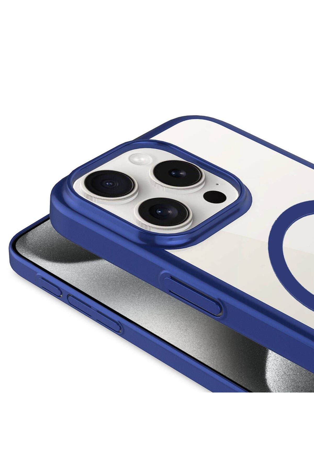 iPhone 15 Pro Max Uyumlu Wireless Şarj Özellikli Sert PC Zore Mat Riksos Magsafe Kılıf-Siyah