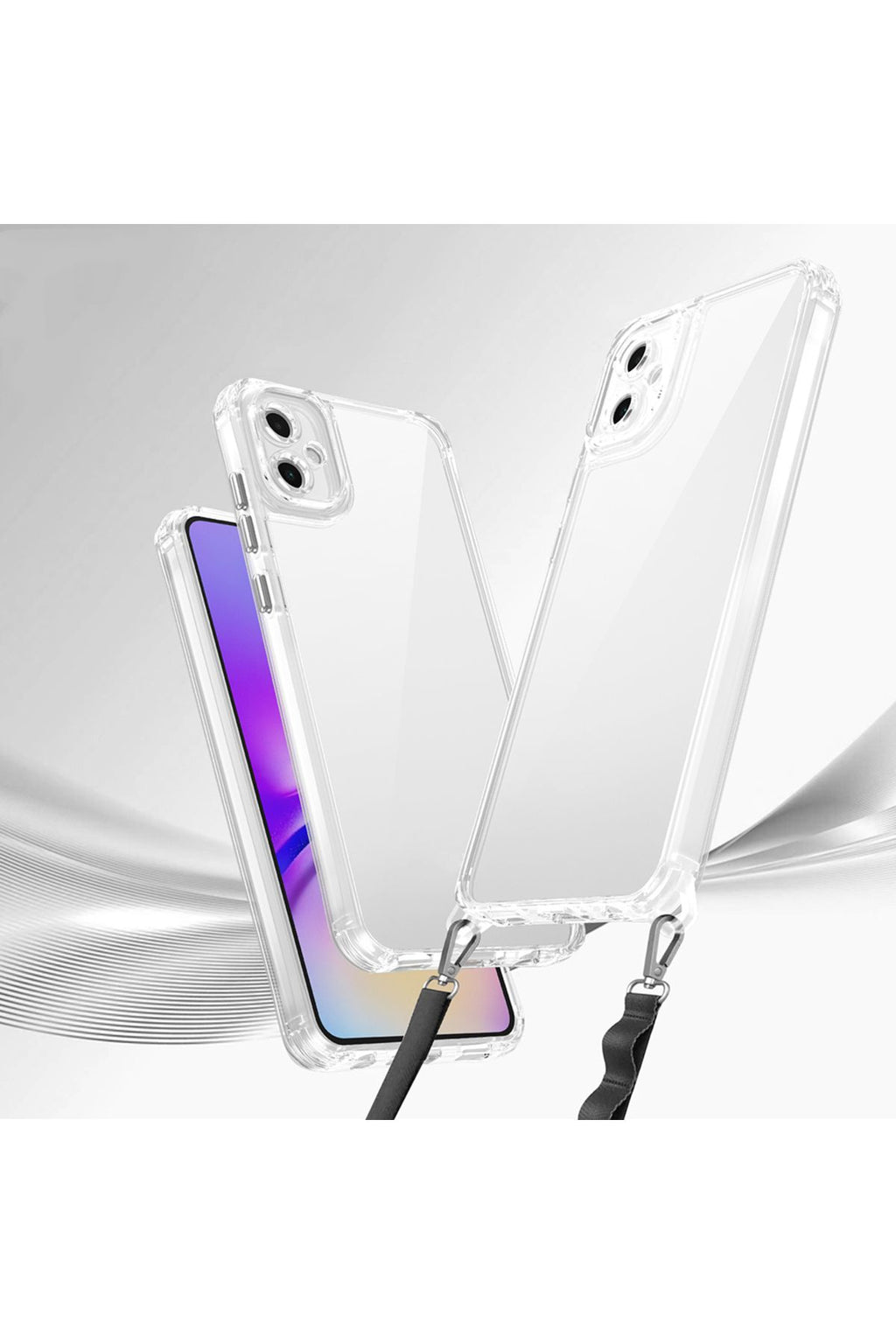 Galaxy A06 Uyumlu Kılıf Airbagli Takılabilir Askı Aparatlı Zore Snap Silikon Kapak-Şeffaf