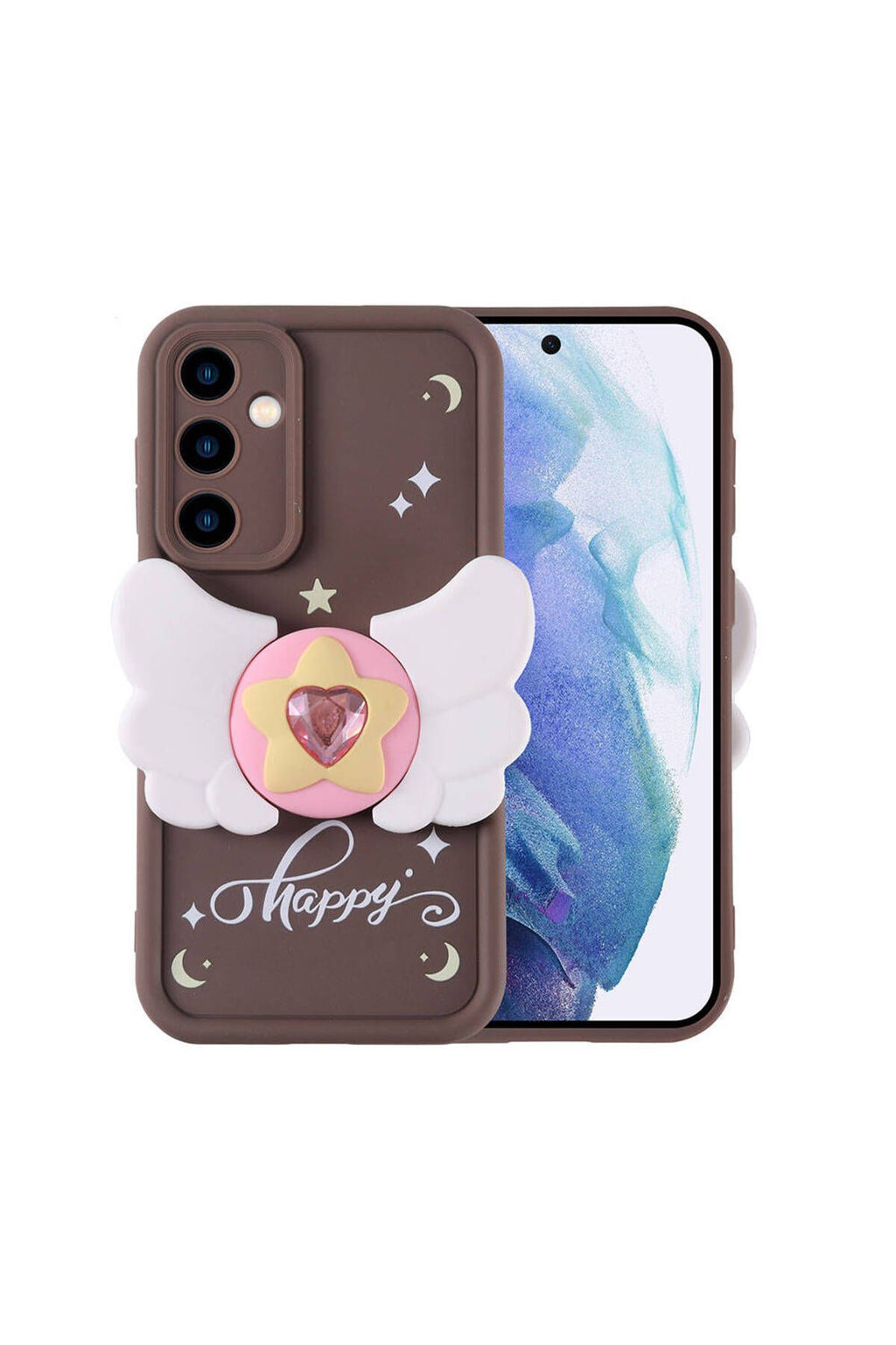 Galaxy A55 Kılıf Kamera Korumalı Figür Tasarımlı Zore Kapya Kapak - Koyu Kahve