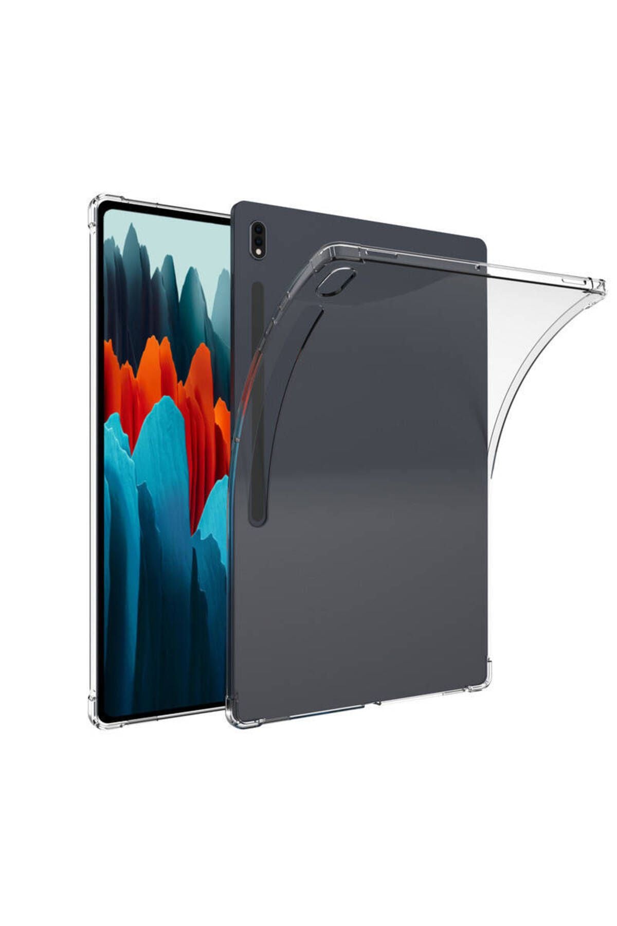 Galaxy Tab S8 Plus Kılıf  Uyumlu Zore Tablet Nitro Anti Shock Silikon Kapak-Renksiz