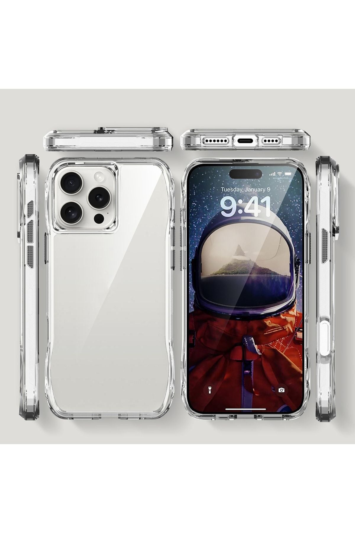 iPhone 16 Pro Max Uyumlu Kılıf AiHTTgli Şeffaf İncek Kapak-Şeffaf