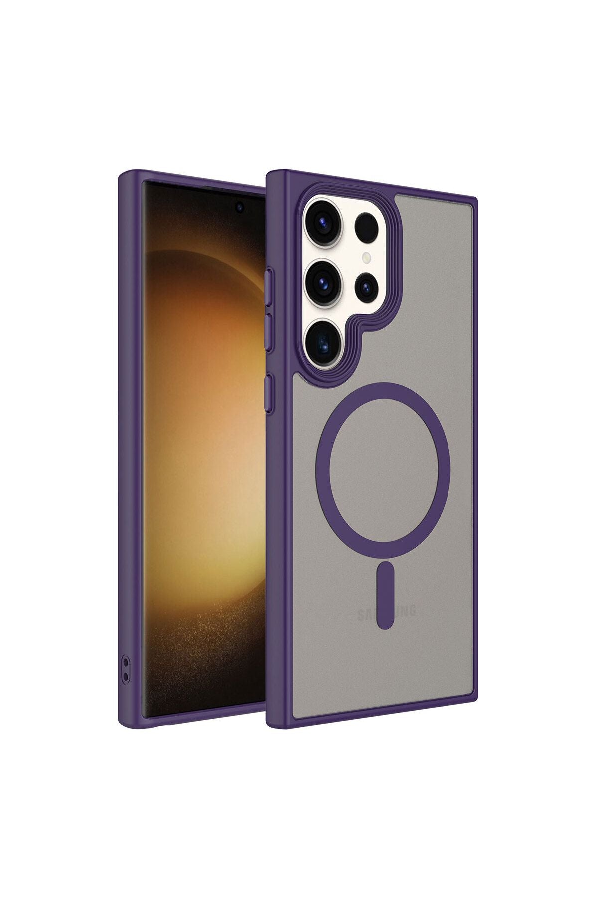 Galaxy S23 Ultra Uyumlu Mat Arka Yüzey Wireless Şarj Özellikli Zore Flet Magsafe Kılıf-Derin