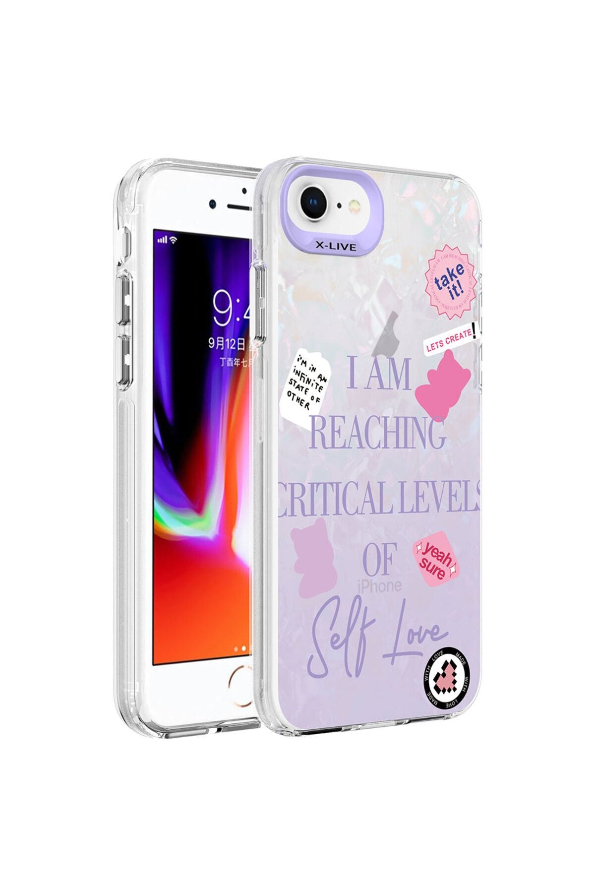 iPhone 8 Kılıf Mermer Desenli SVL Marbello Kapak - Mor