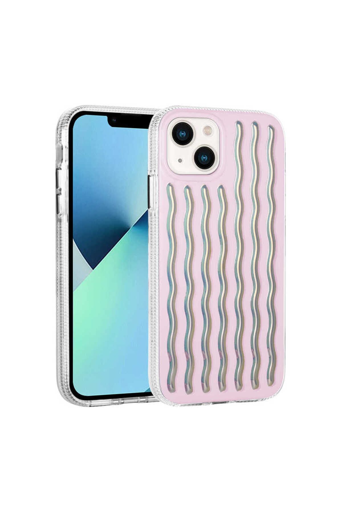 iPhone 14 Uyumlu Kabartmalı Dalga Tasarımlı Silikon PAK İsmira Kılıf-NO2